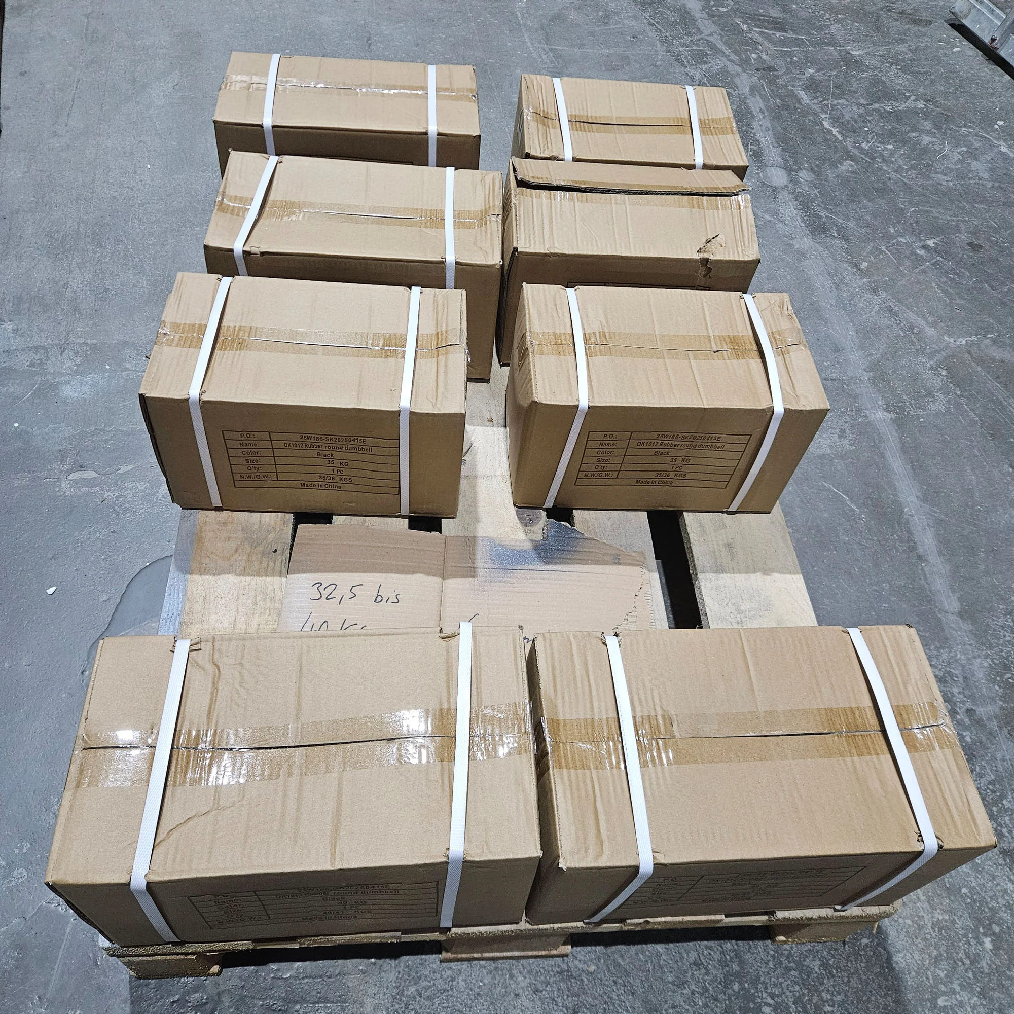 4 Paare Kurzhanteln aus Gummi, 32,5kg, 35kg, 37,5kg und 40kg - Gummierte Kompakthanteln, Farbe Schwarz, Zustand NEU - Image 3