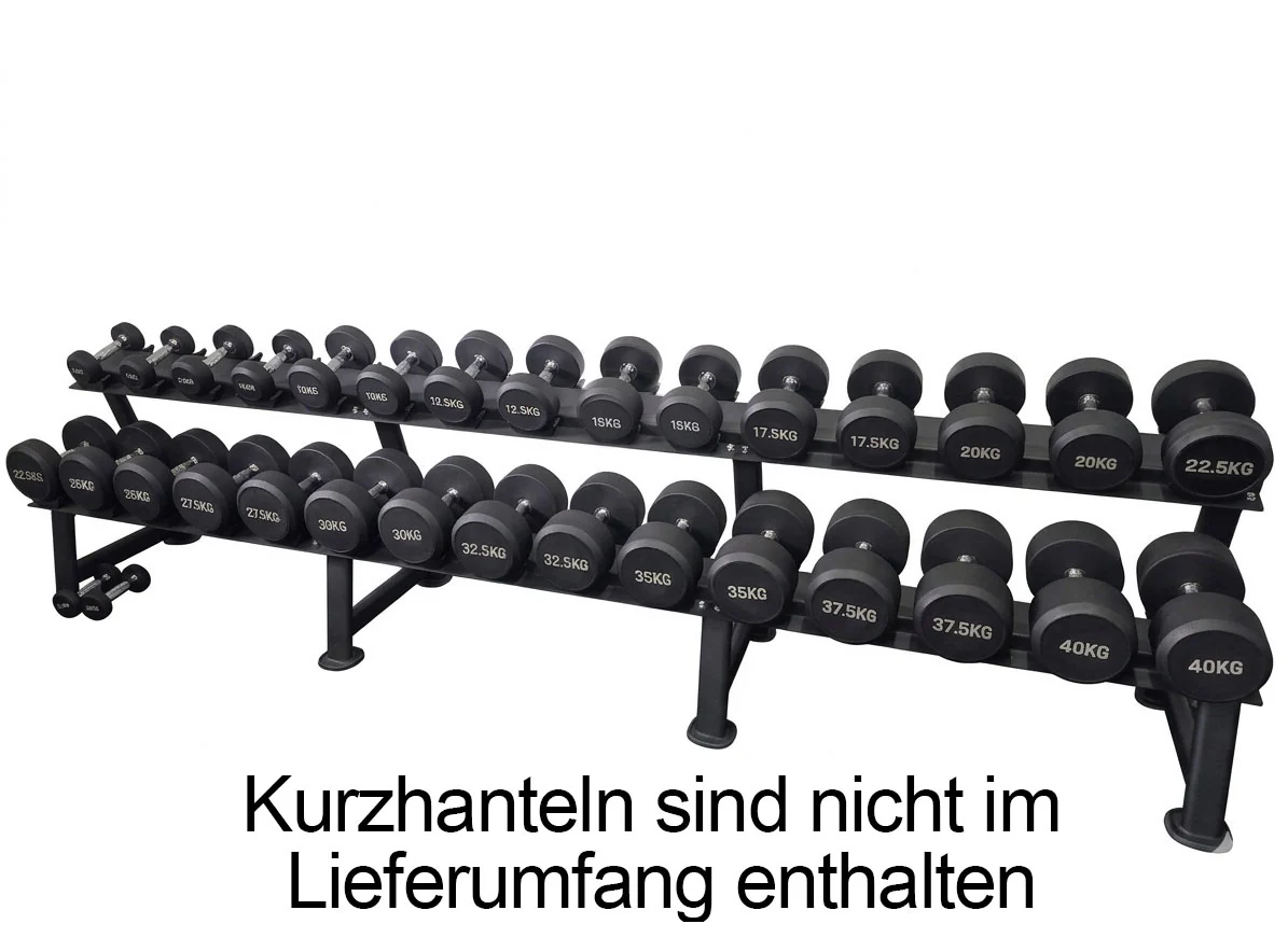 Ablage für Kurzhantelsätze, 2 Reihig für 15 Paare, Ständer / Regal für Hanteln, mit Ablageschalen, DankSport, Farbe Schwarz - NEU - Image 2