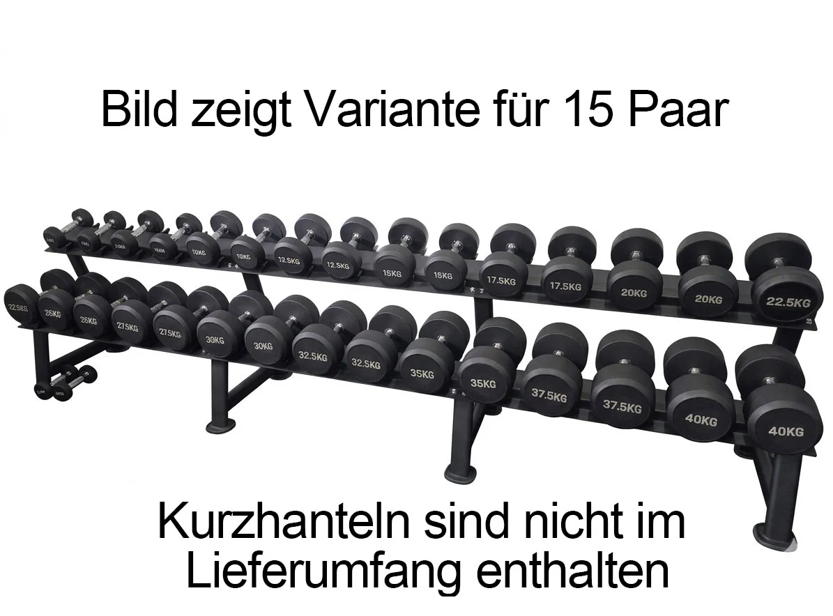 Ablage für Kurzhantelsätze, 2 Reihig für 20 Paare, Ständer / Regal für Hanteln, mit Ablageschalen, DankSport, Farbe Schwarz - NEU - Image 2