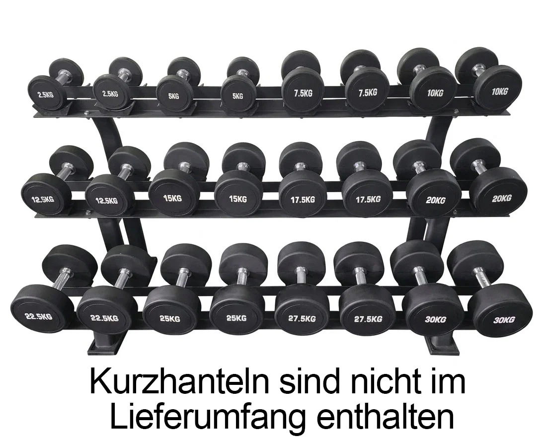 Ablage für Kurzhantelsätze, 3 Reihig für 12 Paare, extra platzsparend, Ständer / Regal für Hanteln, mit Ablageschalen, DankSport, Farbe Schwarz - NEU - Image 2
