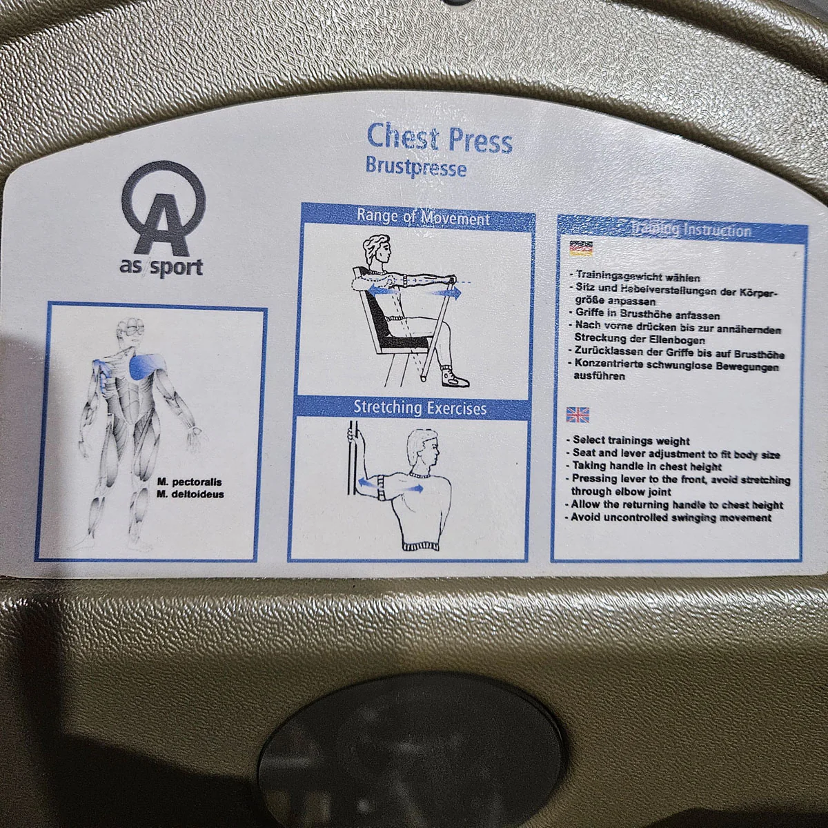 AS Sport bzw Proxowell Bankdrückmaschine, Brustpresse, Chestpress, Rahmenfarbe Silber, gebraucht mit Gebrauchsspuren - Image 7