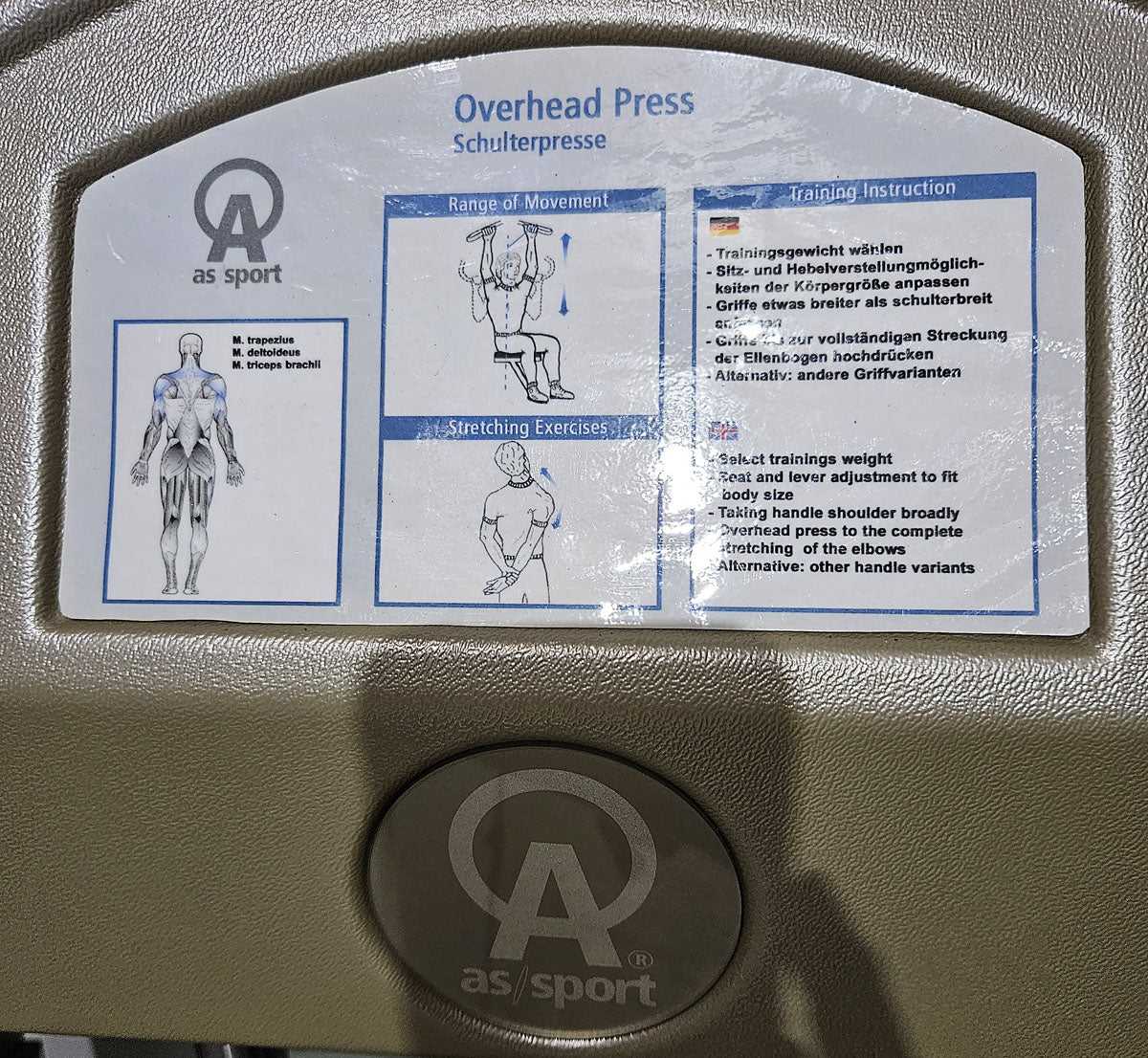 AS Sport bzw Proxowell Schulterpresse, Shoulder Press, Overhead Press, Rahmenfarbe Silber,  gebraucht - überholter Zustand - Image 7