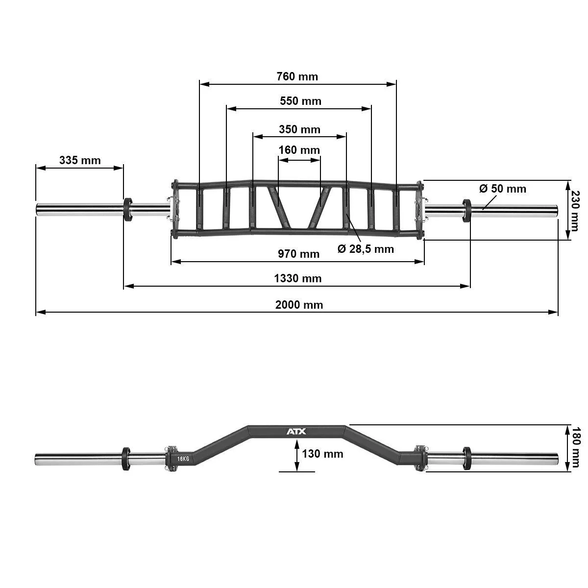 ATX Cambered Swiss Bar - 50 mm - 200 cm - 4 versch. Griffweiten - Image 11