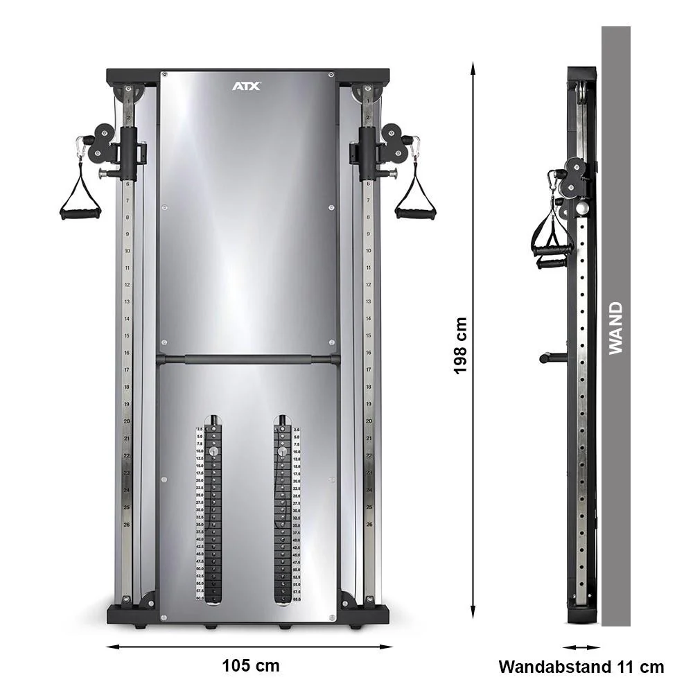 ATX Duale Wandzugstation -Mirror- mit 2 x 60 kg Steckgewichten - Image 9