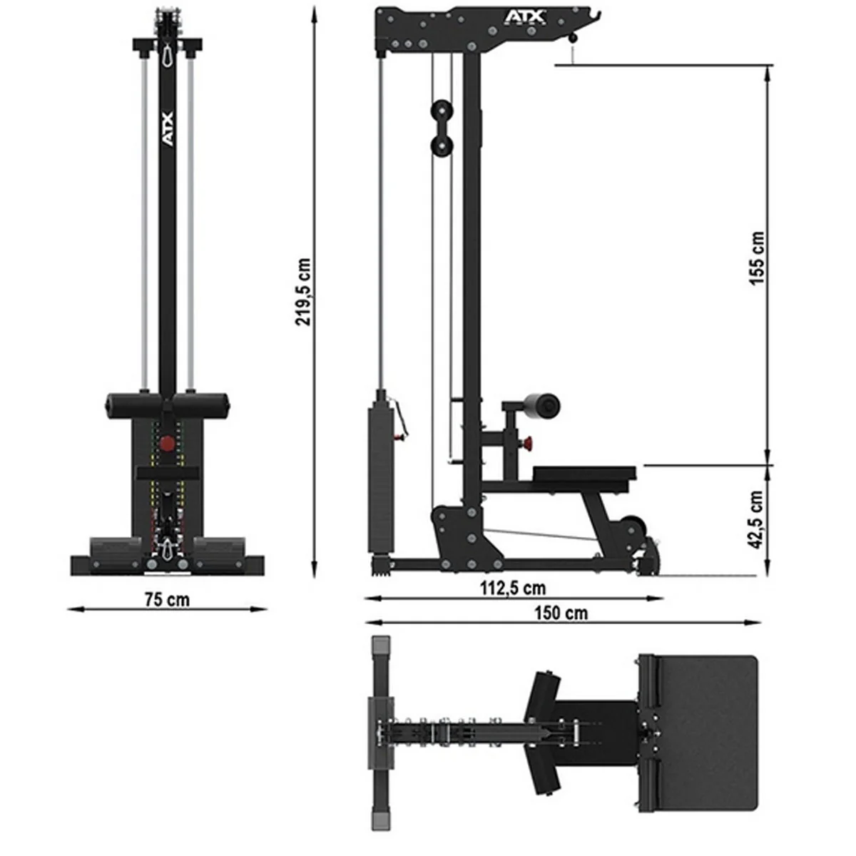ATX Lat Machine 750 - Latzuggerät mit 115kg / 117,5kg Steckgewichten - Image 12