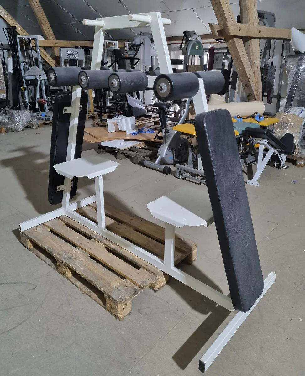 Bauchbank doppelt, schräg, Oldschool Bodybuilding, Rahmenfarbe Weiß, Polsterfarbe Schwarz, gebraucht - Image 2