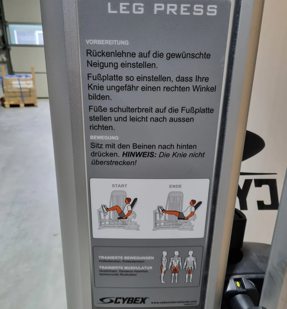 Cybex Eagle Beinpresse, Leg Press mit Steckgewichten, Stack Weight, Rahmenfabre Weiß, Polsterfarbe Schwarz, gebraucht - überholter Zustand - Image 13