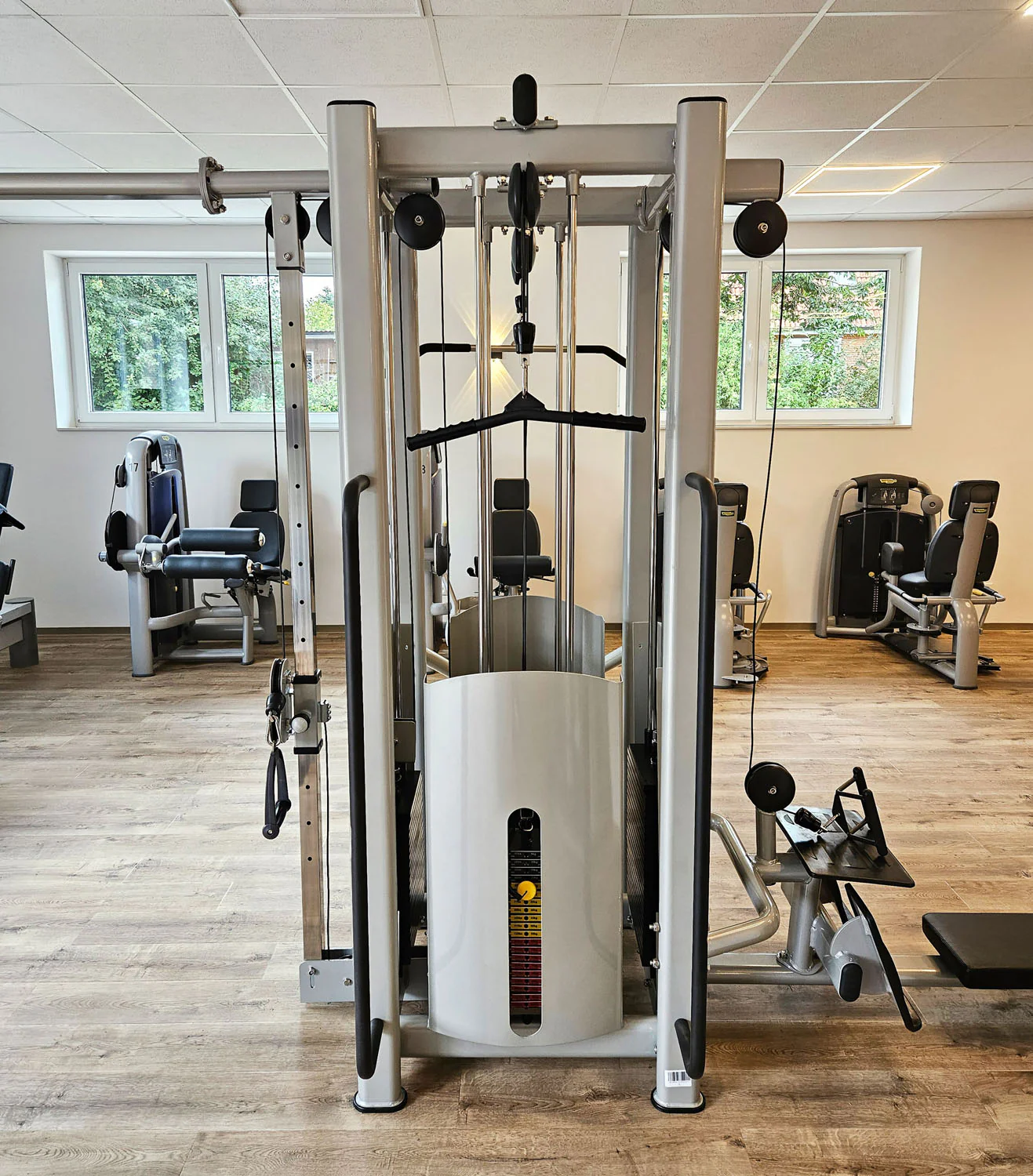DankSport 5 Stationenturm, 5 Stack Multi Station Tower, 1x Latzug, 1x Rudern, 1x Seilzug von Oben, 2x Kabelzug höhenverstellbar = Cable Crossover - 120 und 100kg Gewichtsblöcke - Silber und Schwarz - NEU - Image 9