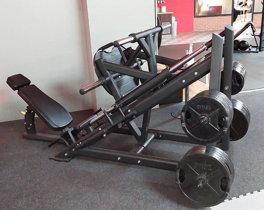 DankSport Beinpresse 45° Grad mit Scheibenaufnahmen Plate loaded, Leg Press, Silber und Schwarz - NEU - Image 3