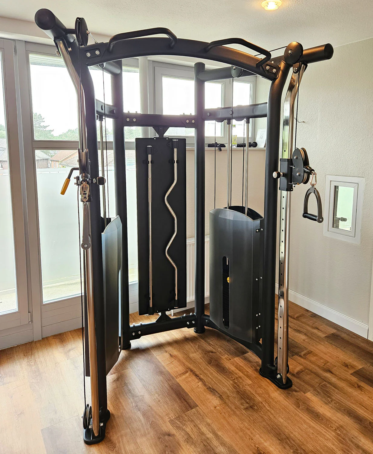 DankSport Enger Doppel Kabelzug höhenverstellbar - Dual adjustable Cable Pulley - 2x 100kg Gewichtsblöcke - Silber und Schwarz - NEU - Image 3