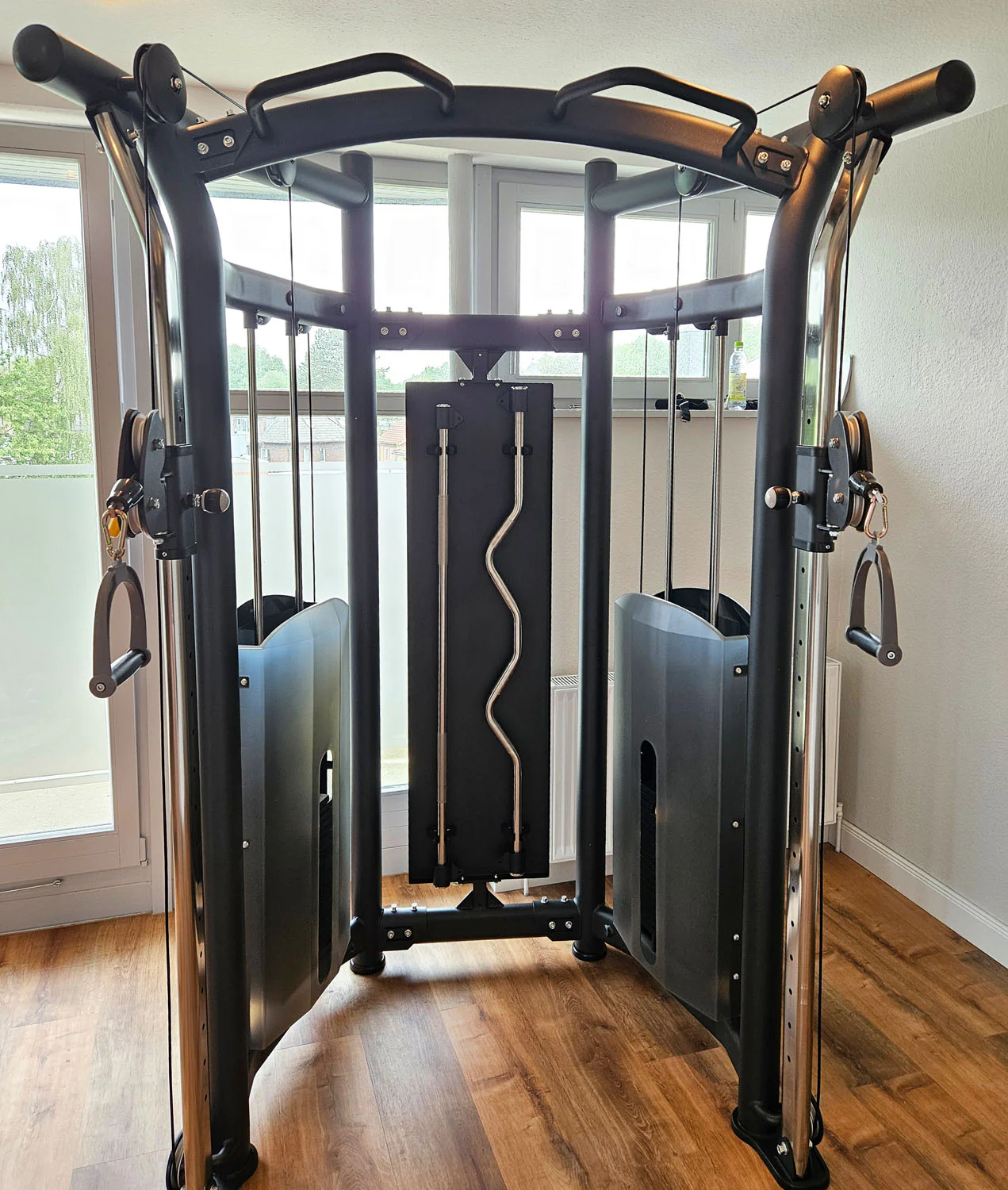 DankSport Enger Doppel Kabelzug höhenverstellbar - Dual adjustable Cable Pulley - 2x 100kg Gewichtsblöcke - Silber und Schwarz - NEU - Image 4