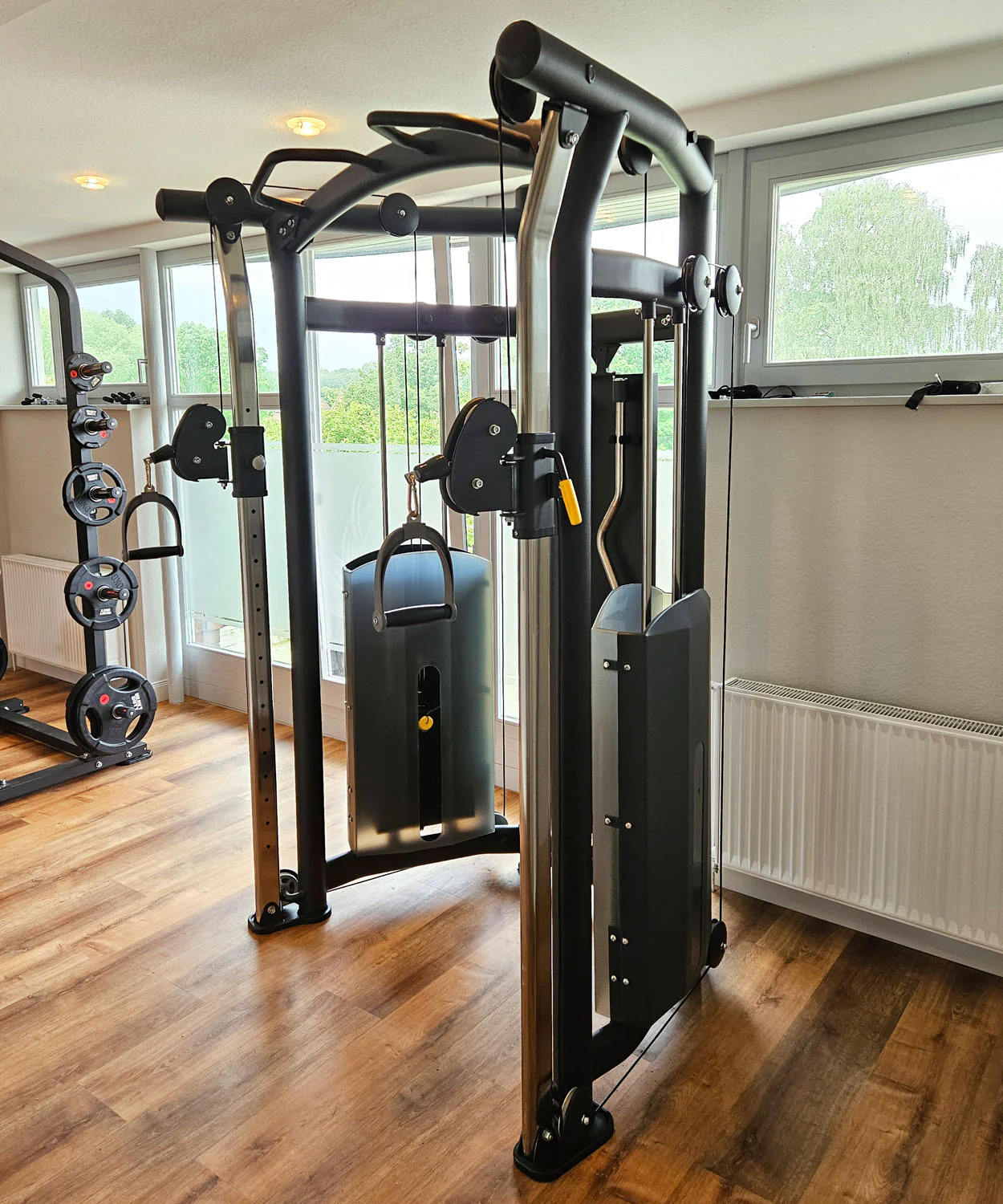 DankSport Enger Doppel Kabelzug höhenverstellbar - Dual adjustable Cable Pulley - 2x 100kg Gewichtsblöcke - Silber und Schwarz - NEU - Image 5