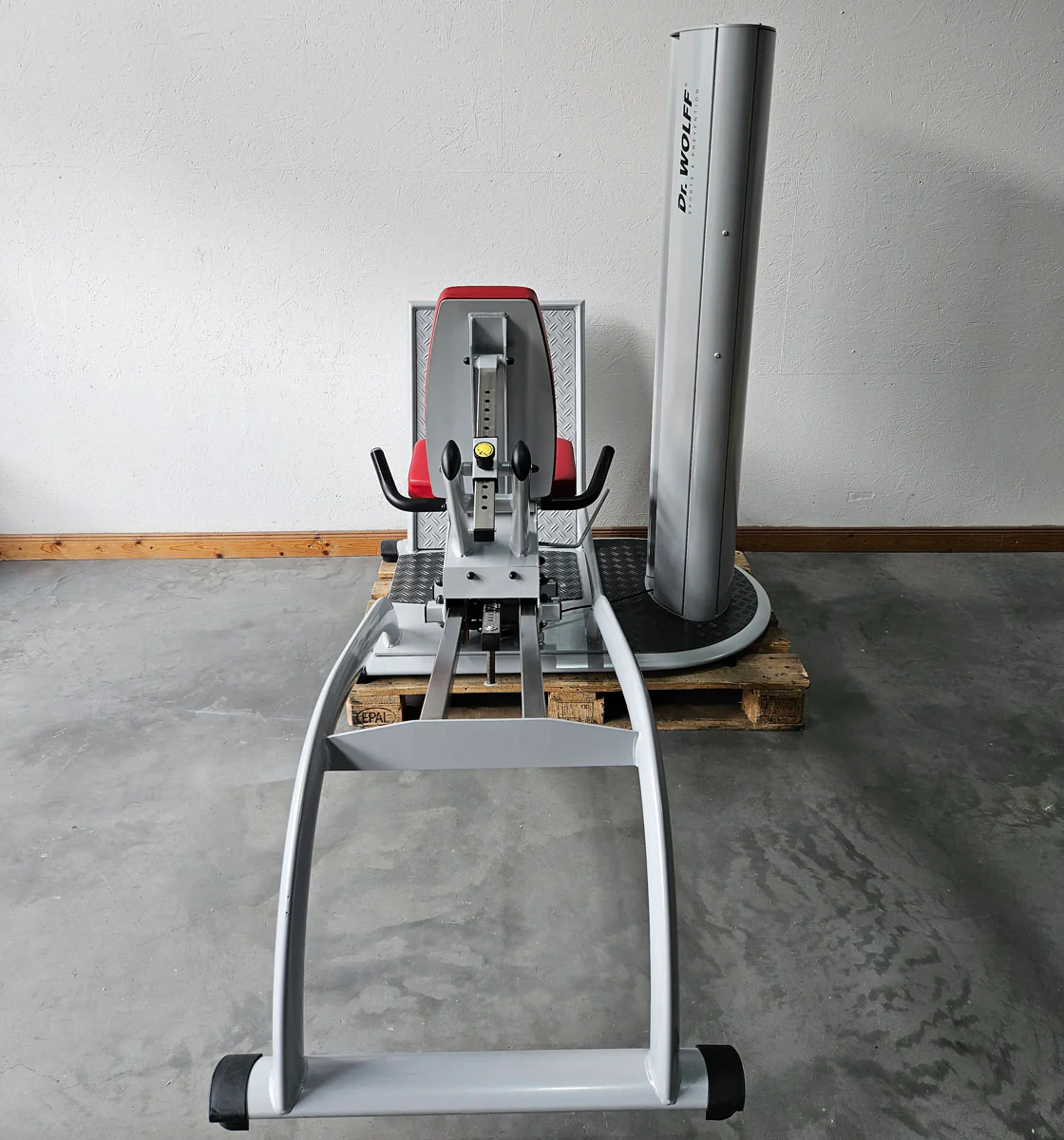 Dr. Wolff Beinpresse 806 Variante XS - extra platzsparend gebaut, ähnlich Funktionsstemme, Gerät aus Präventions-Park, Rahmenfarbe Silber, gebrauchter - überholter Zustand - Image 3