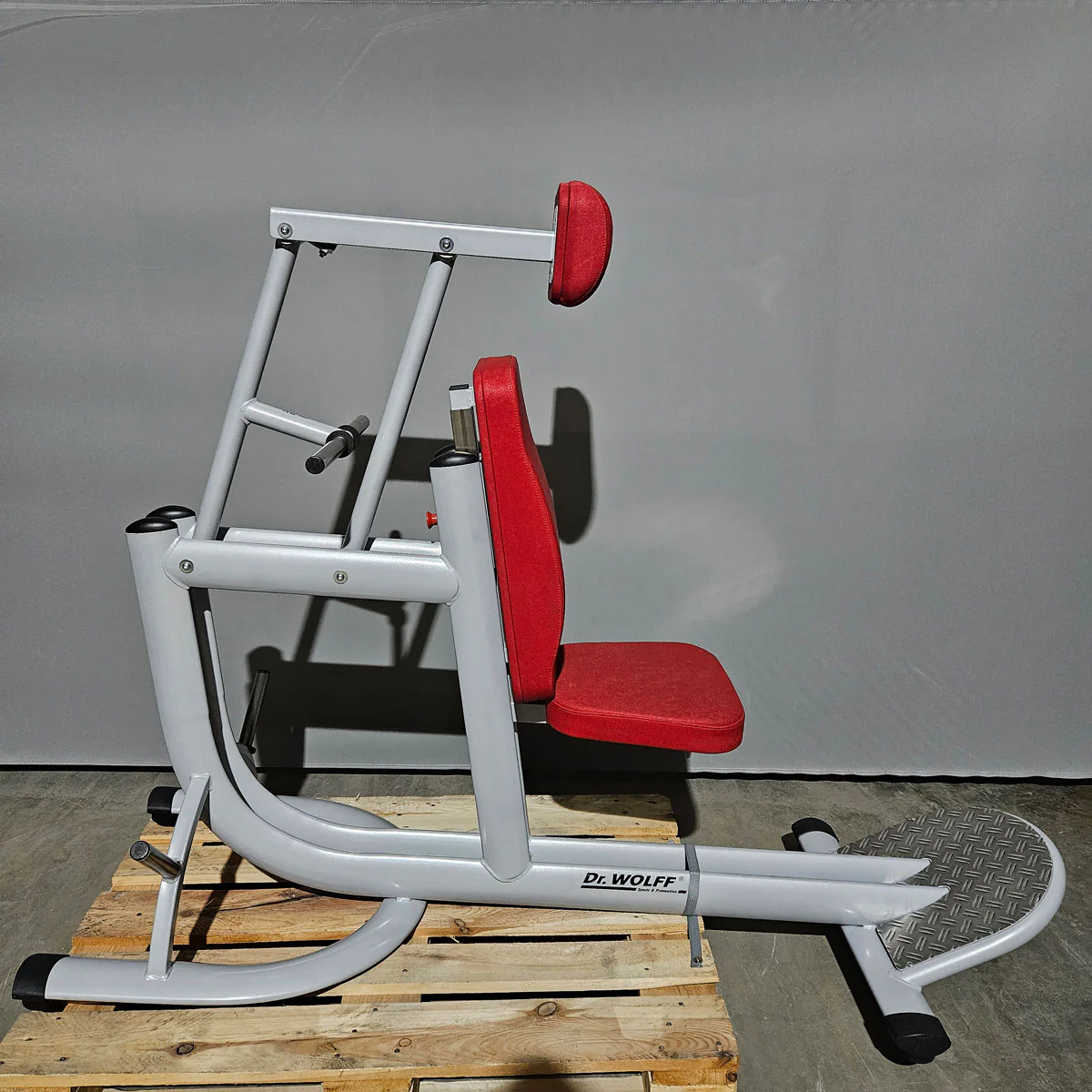 Dr. Wolff Cervex 506, HWS Hals-Nacken Trainer, Rahmenfarbe Silber, Polster Rot, gebrauchter - überholter Zustand - Image 3