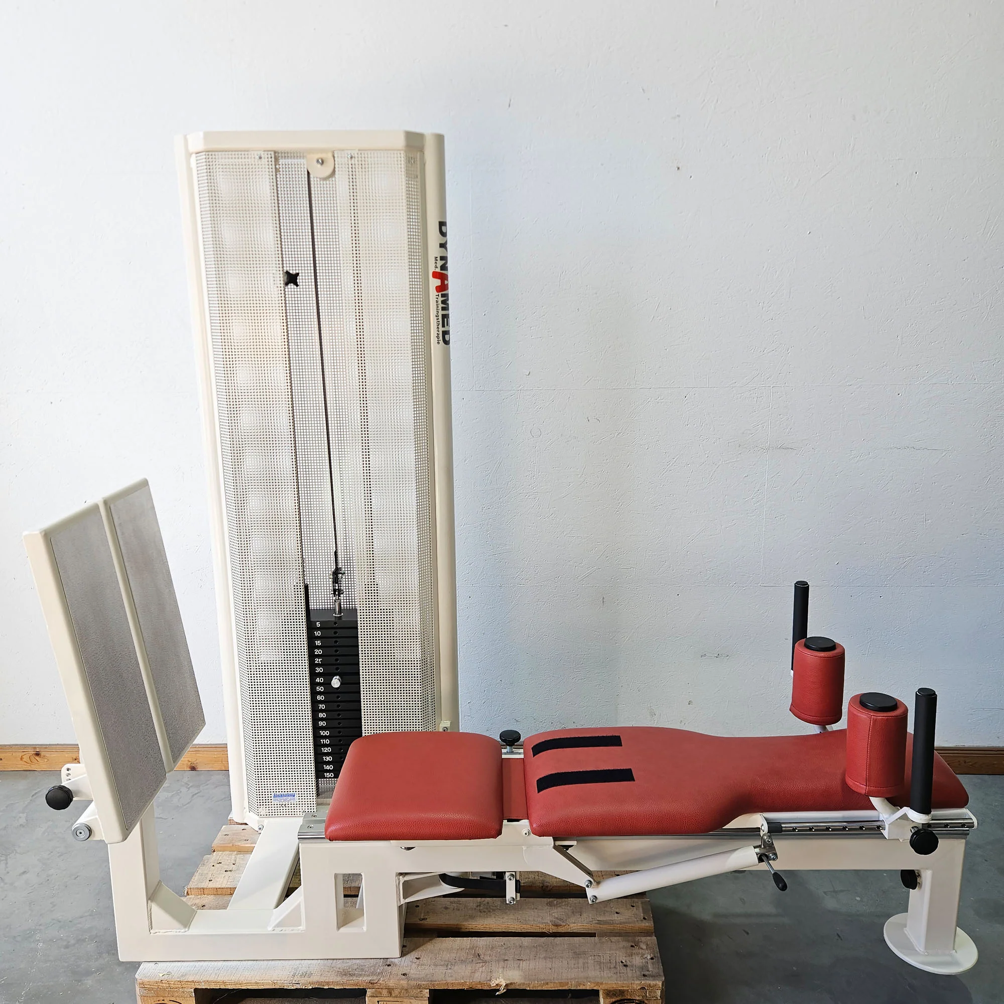 Dynamed Funktionsstemme Kombi Sitzend-Liegend, 150kg Gewichtsblock, mit Kippkreisel, Beinpresse verstellbar, Stolzenberg, Rahmen Weiß, gebraucht - überholter Zustand - Image 3