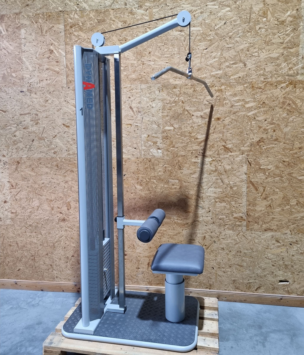 Dynamed Zugapparat Vertikal mit Sitz, Latzug von Oben, Pulldown, Stolzenberg, Rahmenfarbe Silber, gebraucht - überholter Zustand - Image 3
