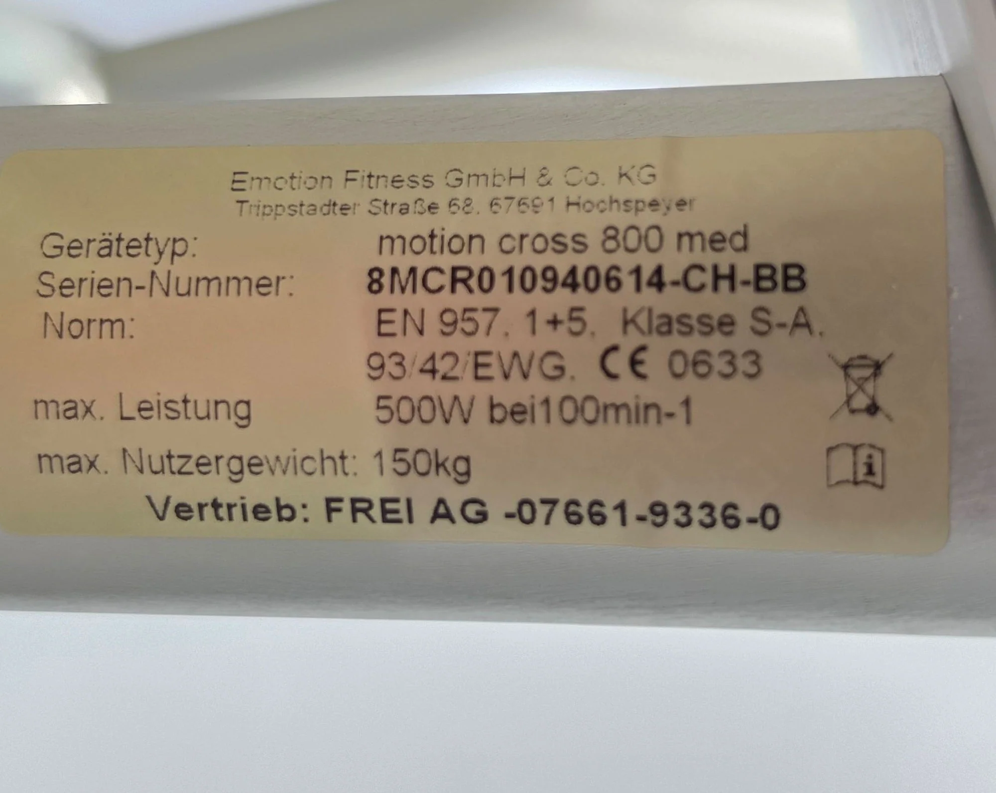 Emotion Fitness Motion Cross 800 med, mit großem Trainingsprogramm, Watt Training, Ellipsentrainer, Crosstrainer, gebrandet Frei AG, gebraucht - überholter Zustand - Image 19