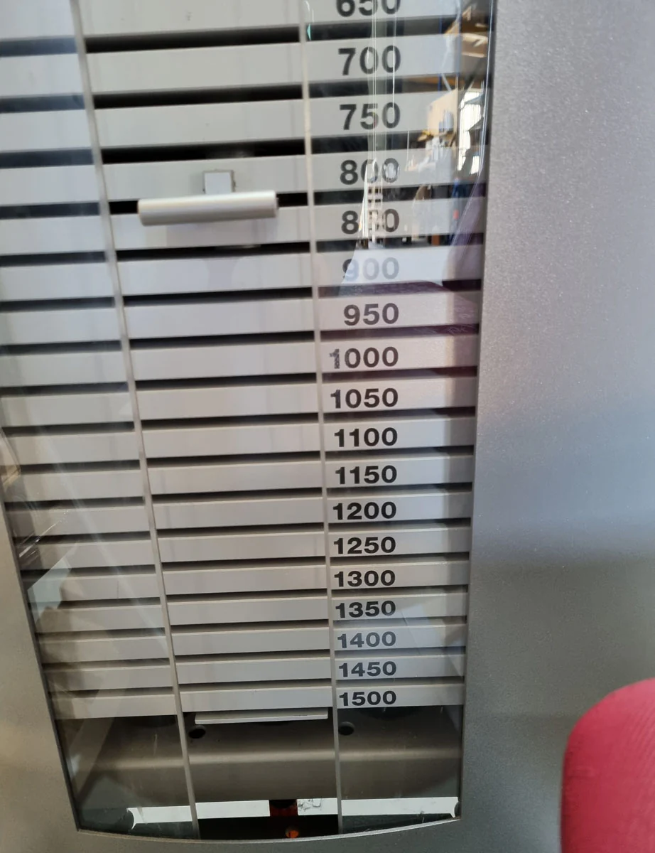 Frei Genius Eco Funktionsstemme - verstellbare Beinpresse, Rahmenfarbe Silber, Polsterfarbe Rot, gebraucht - überholter Zustand - Image 16
