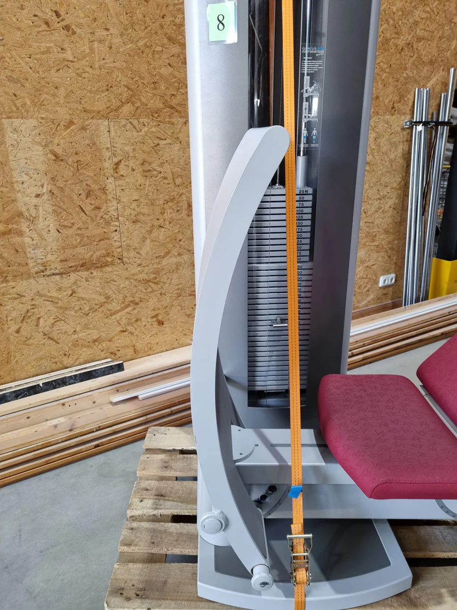 Frei Genius Eco Funktionsstemme - verstellbare Beinpresse, Rahmenfarbe Silber, Polsterfarbe Rot, gebraucht - überholter Zustand - Image 4