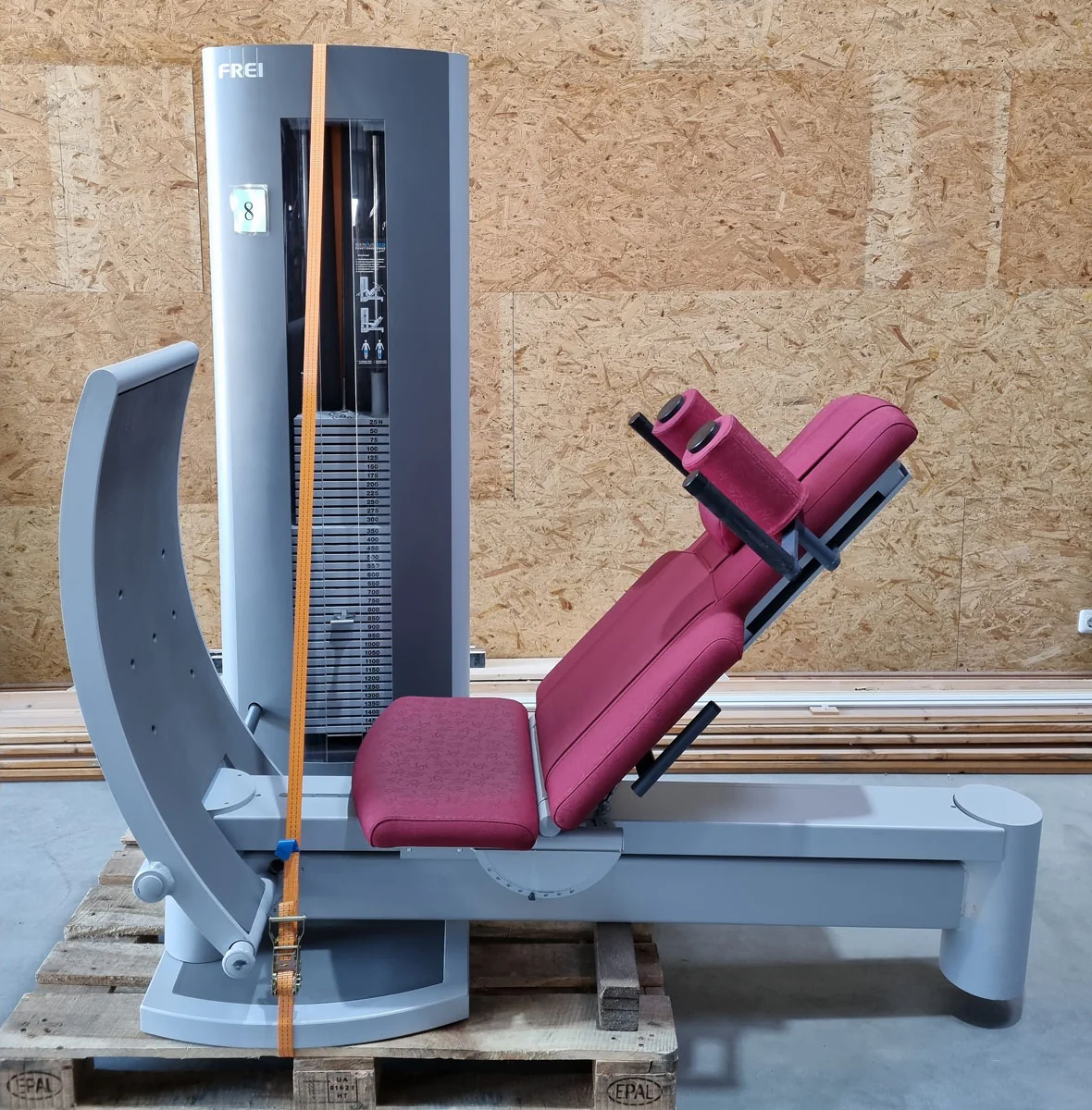Frei Genius Eco Funktionsstemme - verstellbare Beinpresse, Rahmenfarbe Silber, Polsterfarbe Rot, gebraucht - überholter Zustand - Image 6
