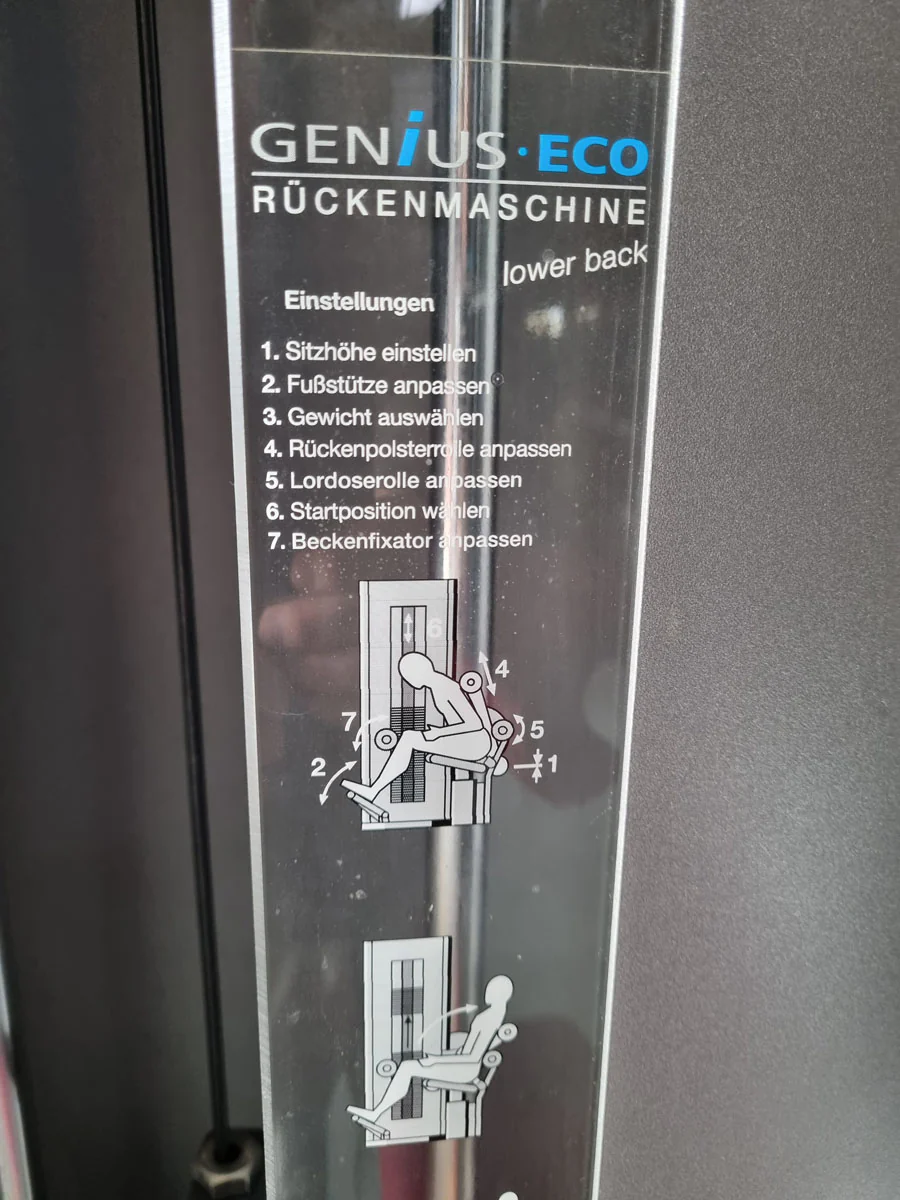 Frei Genius Eco Rückenstreckermaschine, Hyperextension, Rückenmaschine Lower Back, Rahmenfarbe Silber, Polsterfarbe Rot, gebraucht - überholter Zustand - Image 15
