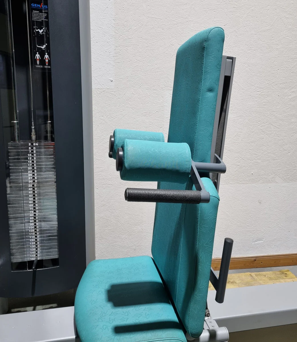 Frei Genius Funktionsstemme - verstellbare Beinpresse, Rahmenfarbe Silber, Polsterfarbe Türkis, gebraucht - überholter Zustand - Image 12