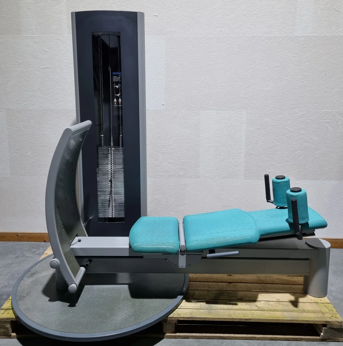 Frei Genius Funktionsstemme - verstellbare Beinpresse, Rahmenfarbe Silber, Polsterfarbe Türkis, gebraucht - überholter Zustand - Image 5