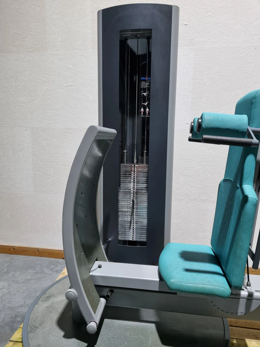 Frei Genius Funktionsstemme - verstellbare Beinpresse, Rahmenfarbe Silber, Polsterfarbe Türkis, gebraucht - überholter Zustand - Image 9