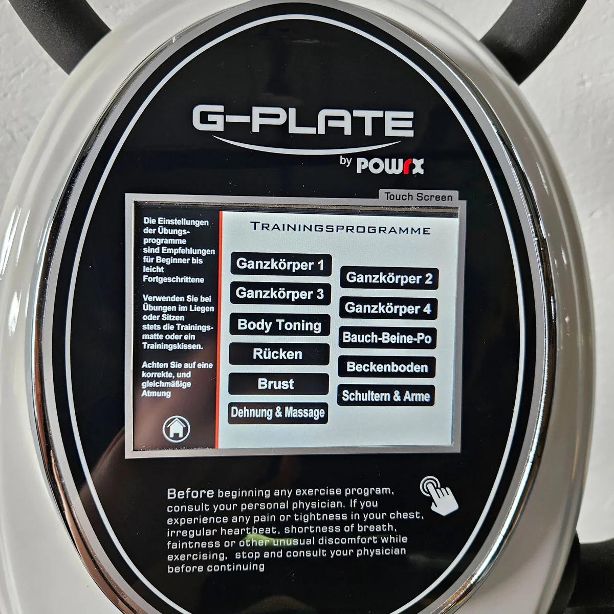 G-Plate by POWRX, Vibrationsplatte mit Luftfederung, Touchscreen Display, Farbe Weiß, gebraucht - geprüfter Zustand - Image 13