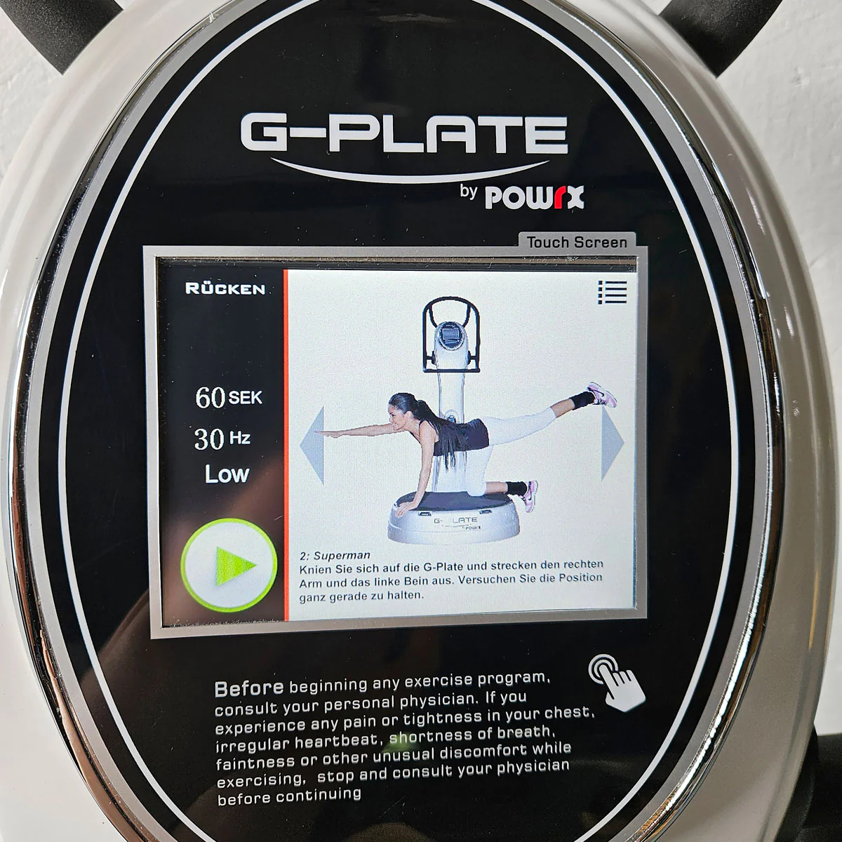 G-Plate by POWRX, Vibrationsplatte mit Luftfederung, Touchscreen Display, Farbe Weiß, gebraucht - geprüfter Zustand - Image 15