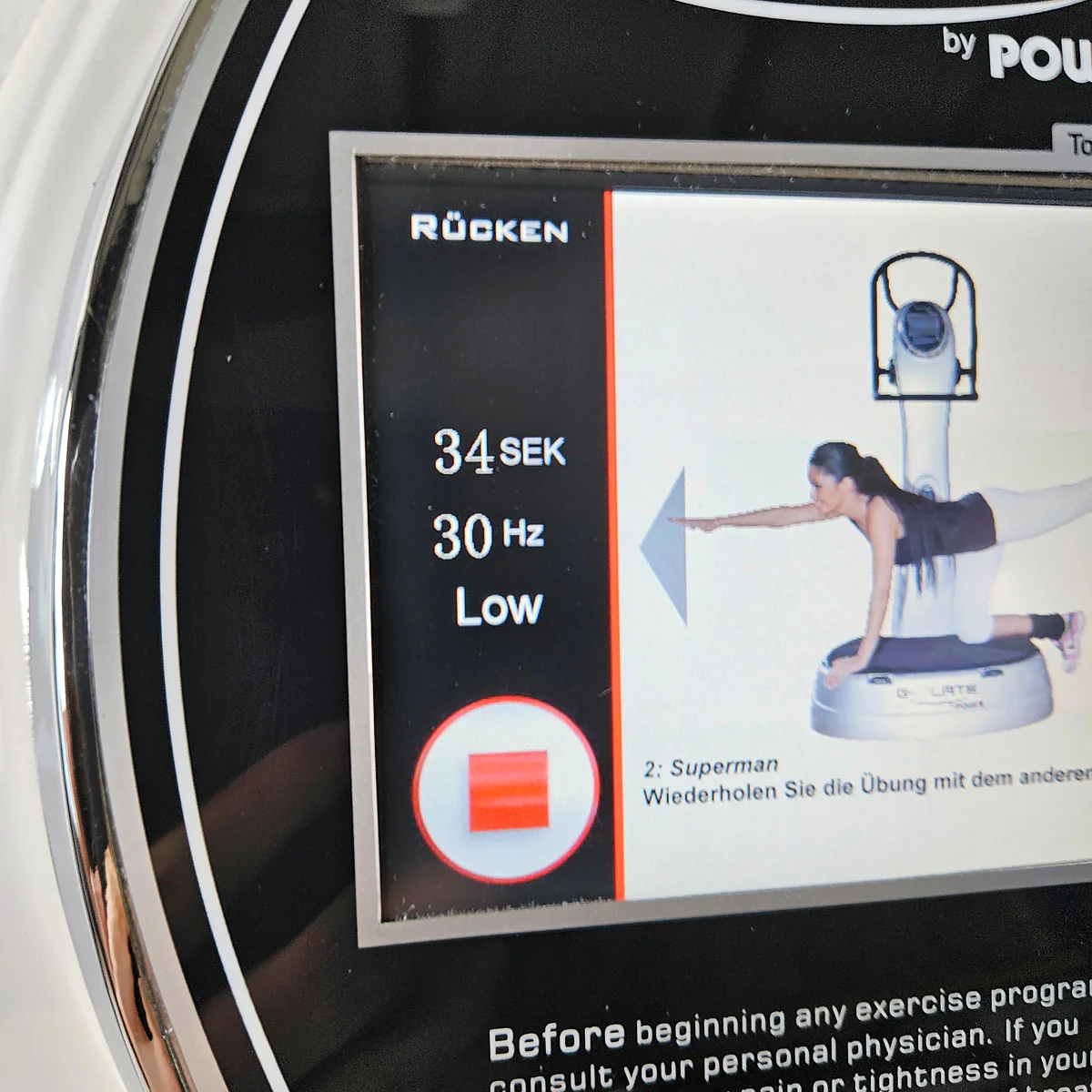 G-Plate by POWRX, Vibrationsplatte mit Luftfederung, Touchscreen Display, Farbe Weiß, gebraucht - geprüfter Zustand - Image 21