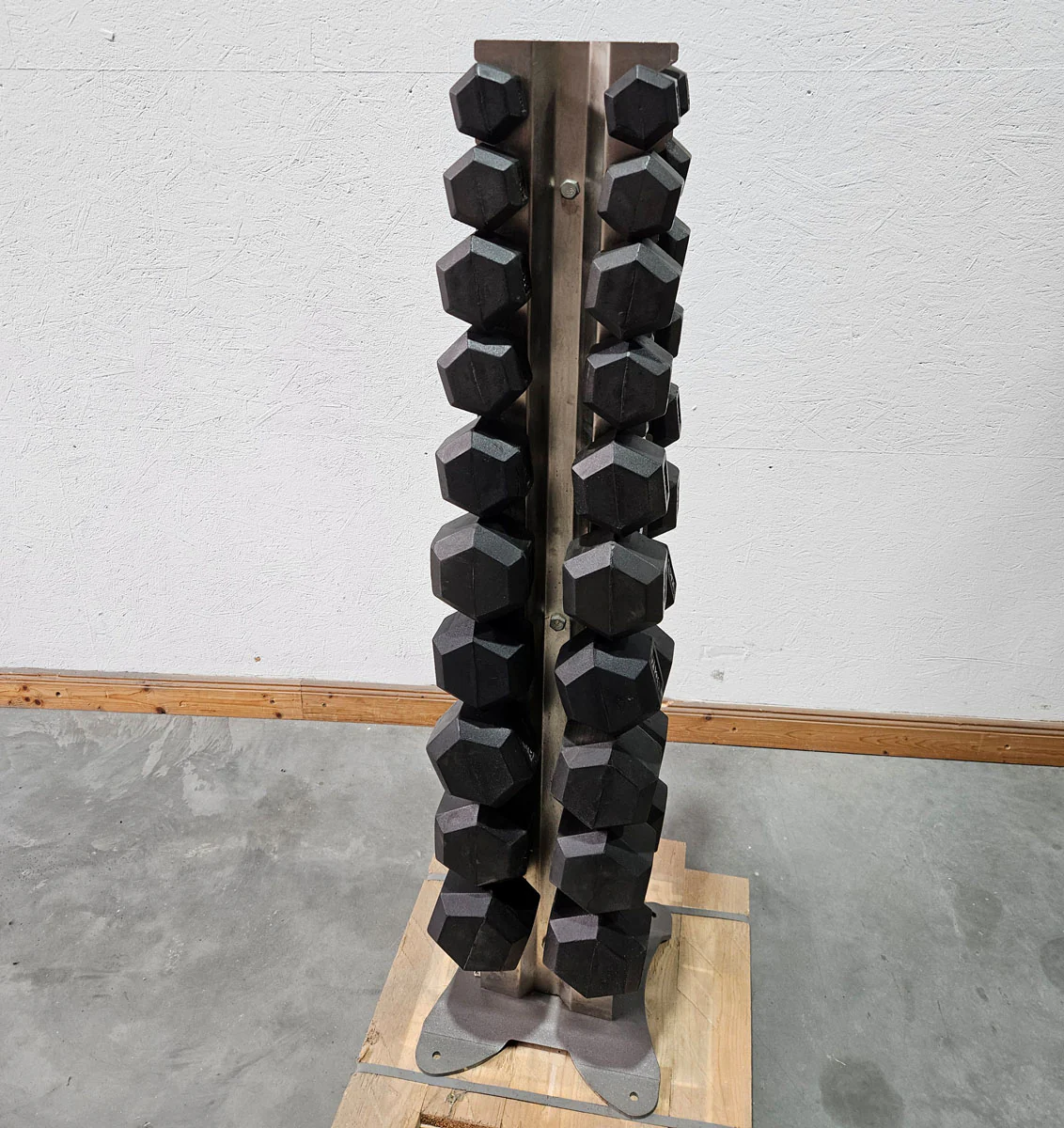 Gummi HEX Hantelsatz Paare 1-10kg, 10 Paare inkl. Ständer von Gymleco, Rahmenfarbe Anthrazit, Hexagonal Kurzhanteln, gebraucht mit Gebrauchsspuren - Image 6