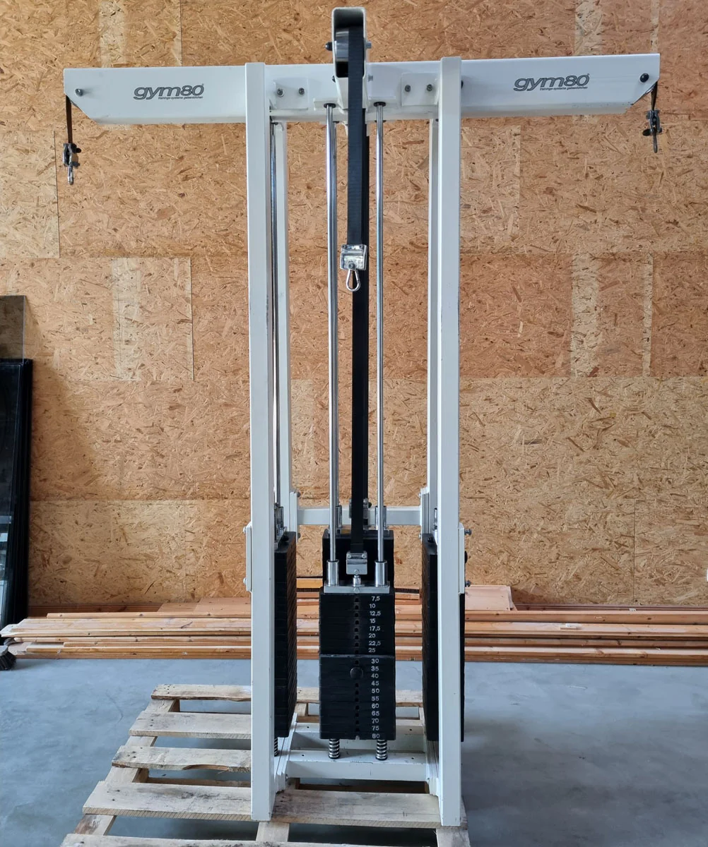 Gym80 - 4 Stationenturm mit Gurtband, 4 Stack Multi Station, große Gewichtsblöcke, Rahmenfarbe Weiß, Polsterfarbe Türkis, gebraucht - überholter Zustand - Image 3