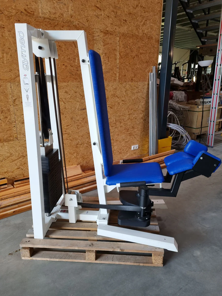 Gym80 Abduktorenmaschine, Hip Abductor, Rahmenfarbe Weiß, Polsterfarbe Blau, gebraucht - überholter Zustand - Image 4