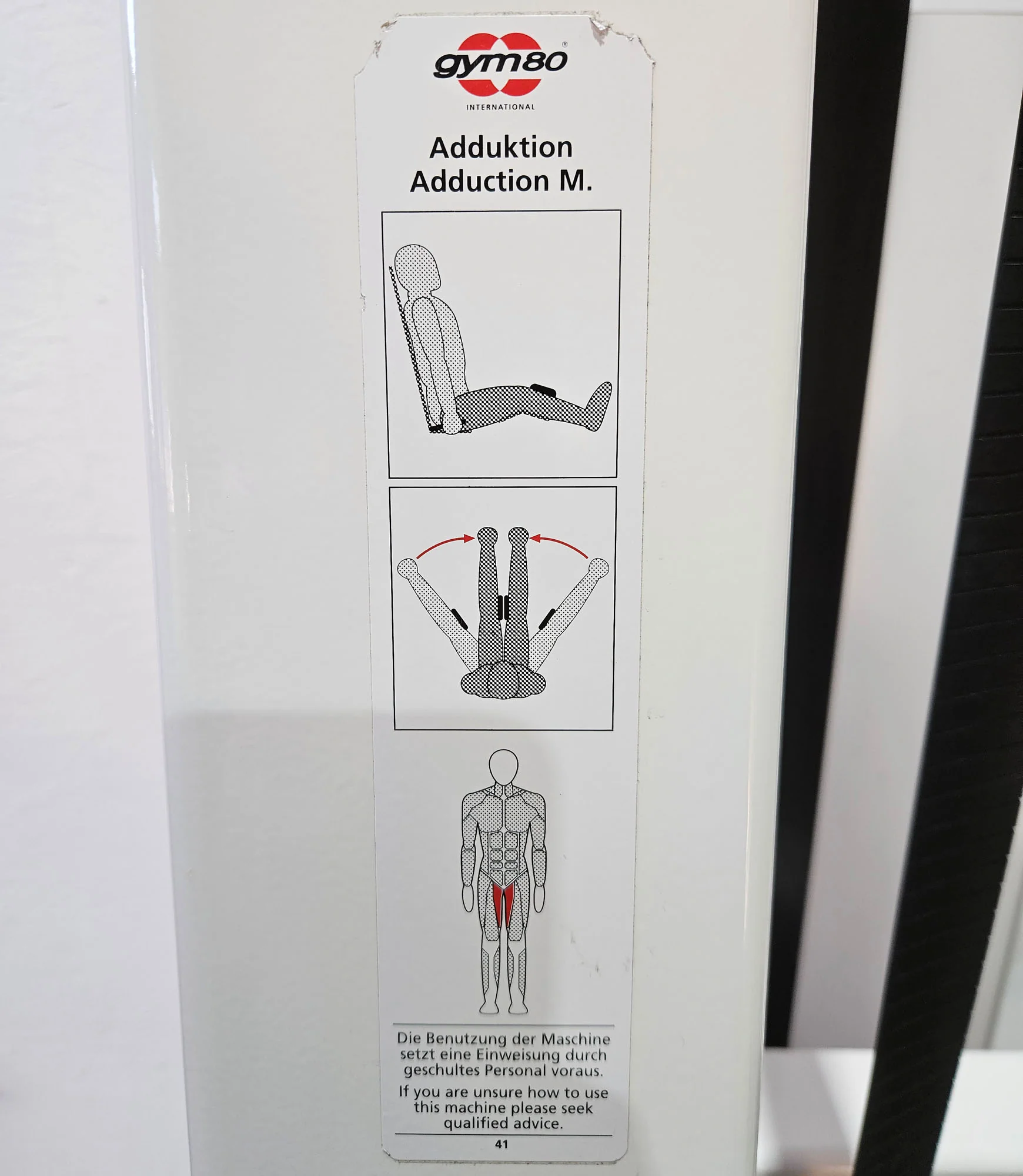 Gym80 Adduktorenmaschine, Hip Adductor, sitzend, Oldschool Bodybuilding Kraftgerät - Edition Line mit Verkleidung, Rahmen Weiß, gebraucht - geprüfter Zustand - Image 11