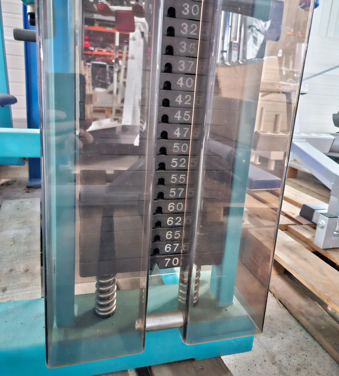 Gym80, Bankdrückmaschine liegend, Chest Press, Edition Line, Rahmenfarbe Türkis, gebraucht - geprüfter Zustand - Image 2