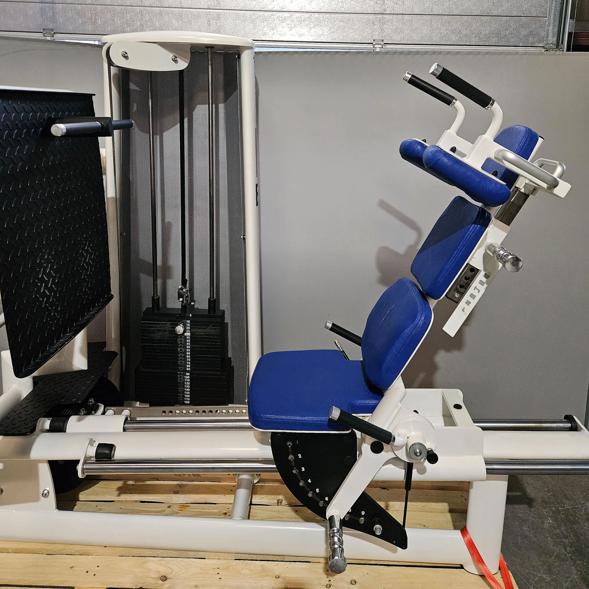Gym80 Med80 3283 Funktionsstemme sitzend - liegend, 180kg Gewichtsblock, Beinpresse verstellbar, Farbe Weiß, gebraucht - überholter Zustand - Image 11