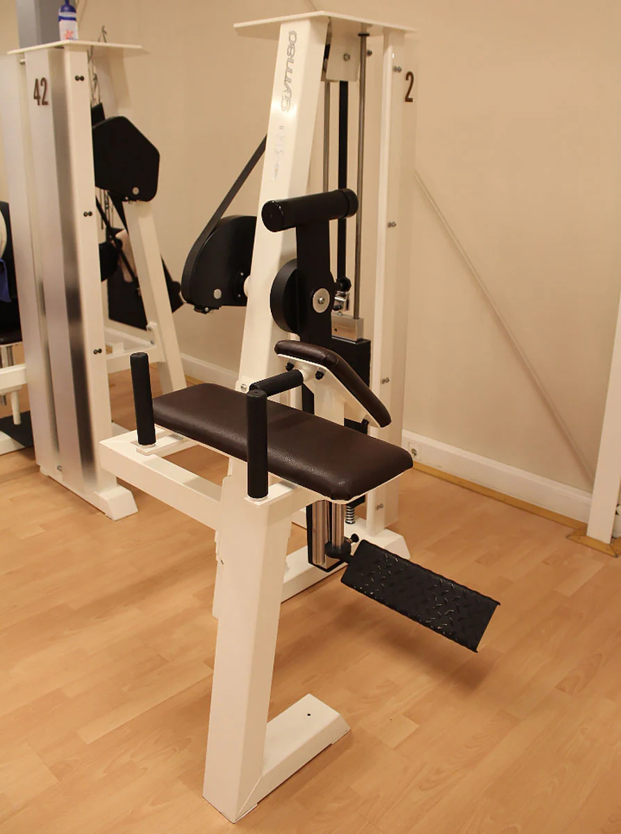 Gym80 Pomaschine stehend, Gluteusmaschine, Glutes Kick Radial, Edition Line, Rahmen Weiß, Polster Dunkelbraun, gebraucht - überholter Zustand - Image 2