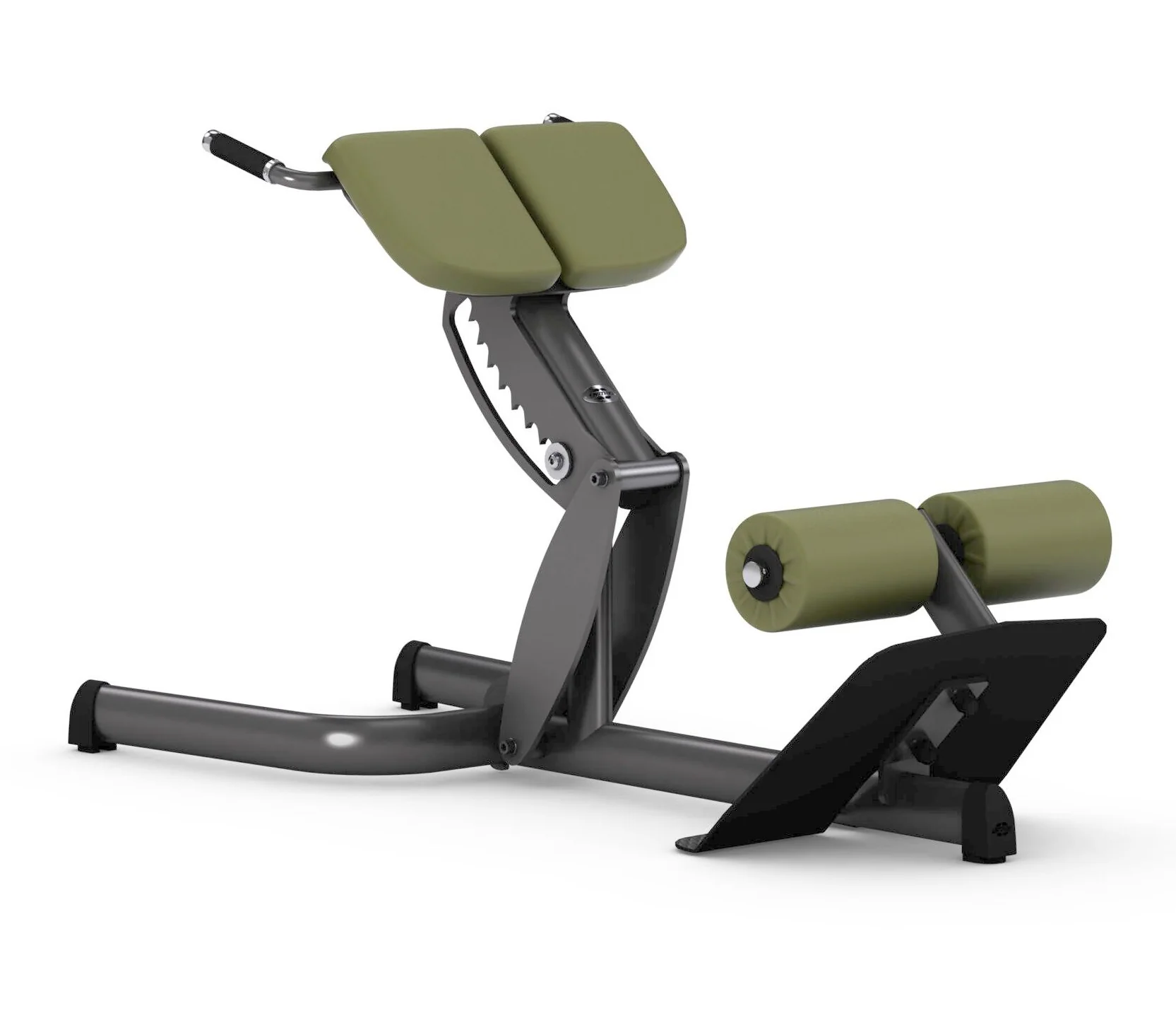 Gym80 Rückenstreckerbank 4119,  45 Grad, Hyperextension, Sygnum Serie, Rahmen Silber, Polster Schwarz, gebraucht - überholter Zustand - Image 3
