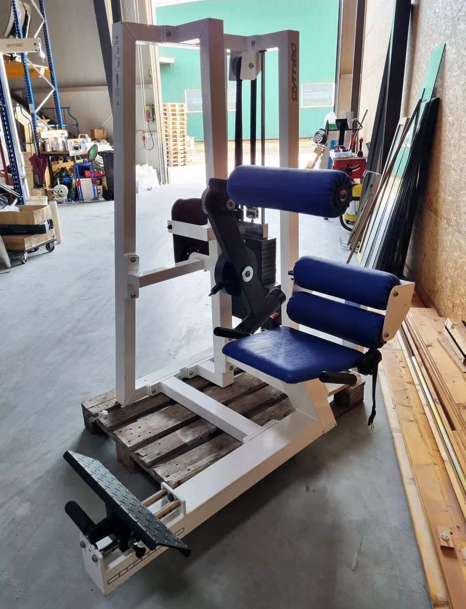 Gym80 Rückenstreckermaschine, Hyperextension, verstellbar, Rahmenfarbe Weiß, Polsterfarbe Blau, gebraucht - überholter Zustand - Image 5