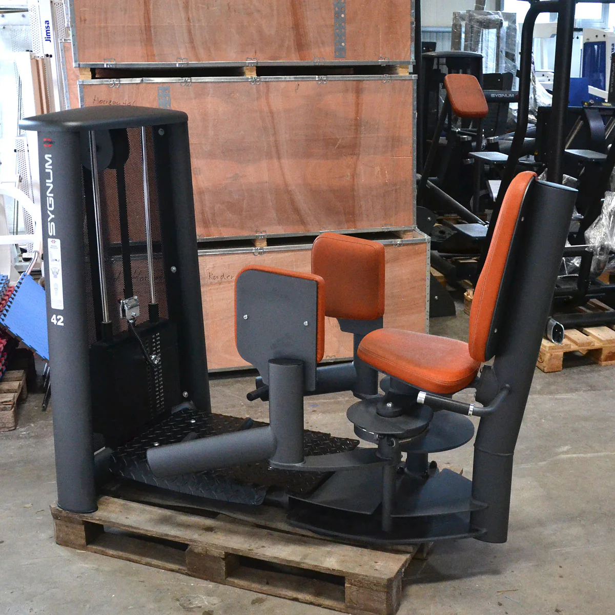 Gym80 Sygnum, Abduktoren und Adduktoren Kraftgeräte als Set Pärchen, große 105kg Gewichtsblöcke, Schwarz-Anthrazit, gebraucht - überholter Zustand - Image 4