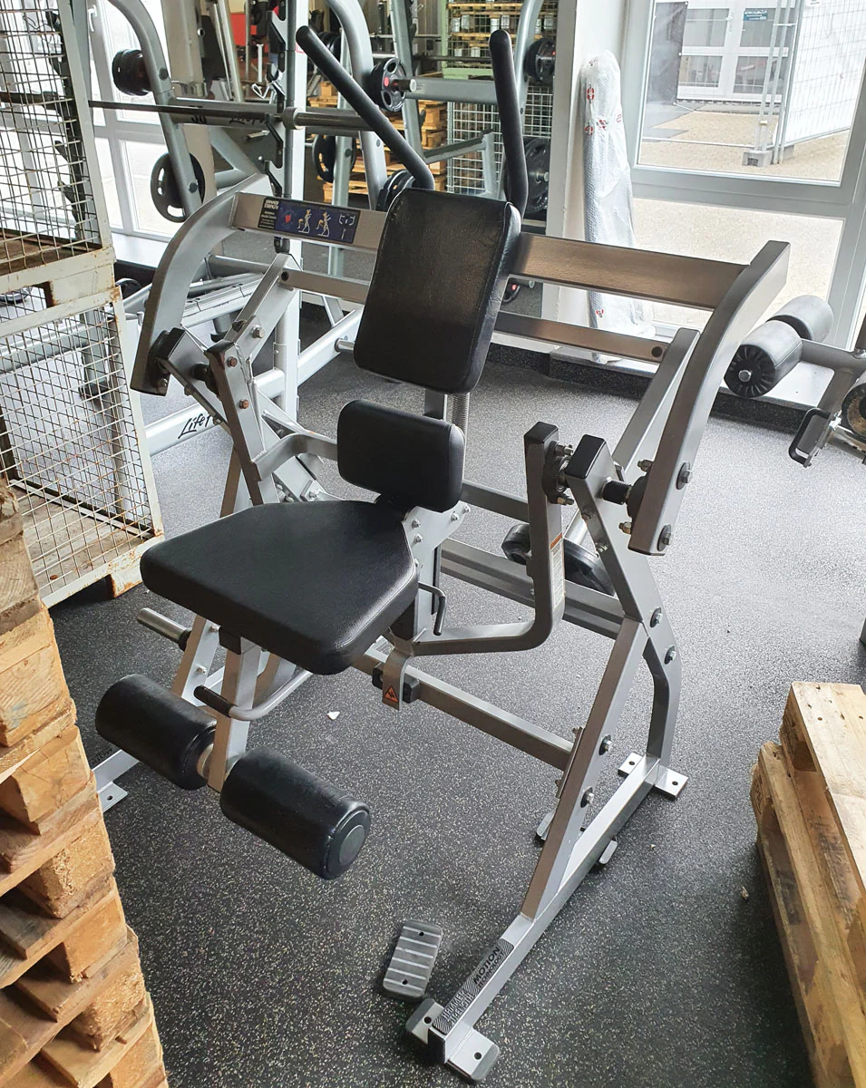 Hammer Strength Bauchmaschine, Klappmesser, Abdominal Oblique Crunch PL-AB, Plate loaded, Rahmenfarbe Silber, Polsterfarbe Schwarz, gebrauchter - überholter Zustand - Image 2