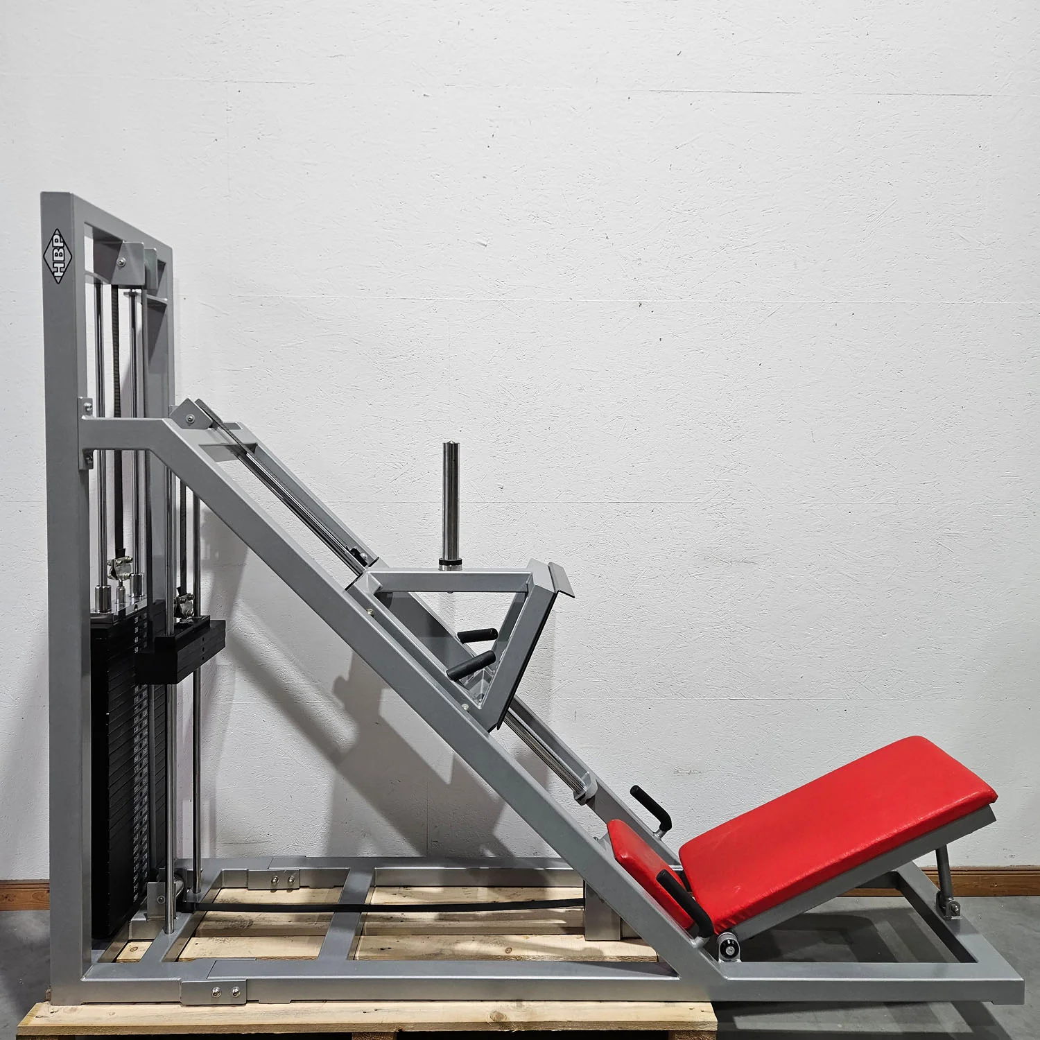HBP Beinpresse 45° Grad, Leg Press, riesiger 300kg Gewichtsblock + extra Scheibenaufnahme, Bodybuilding Kraftgerät - Rahmenfarbe Silber, gebraucht - geprüfter Zustand - Image 3