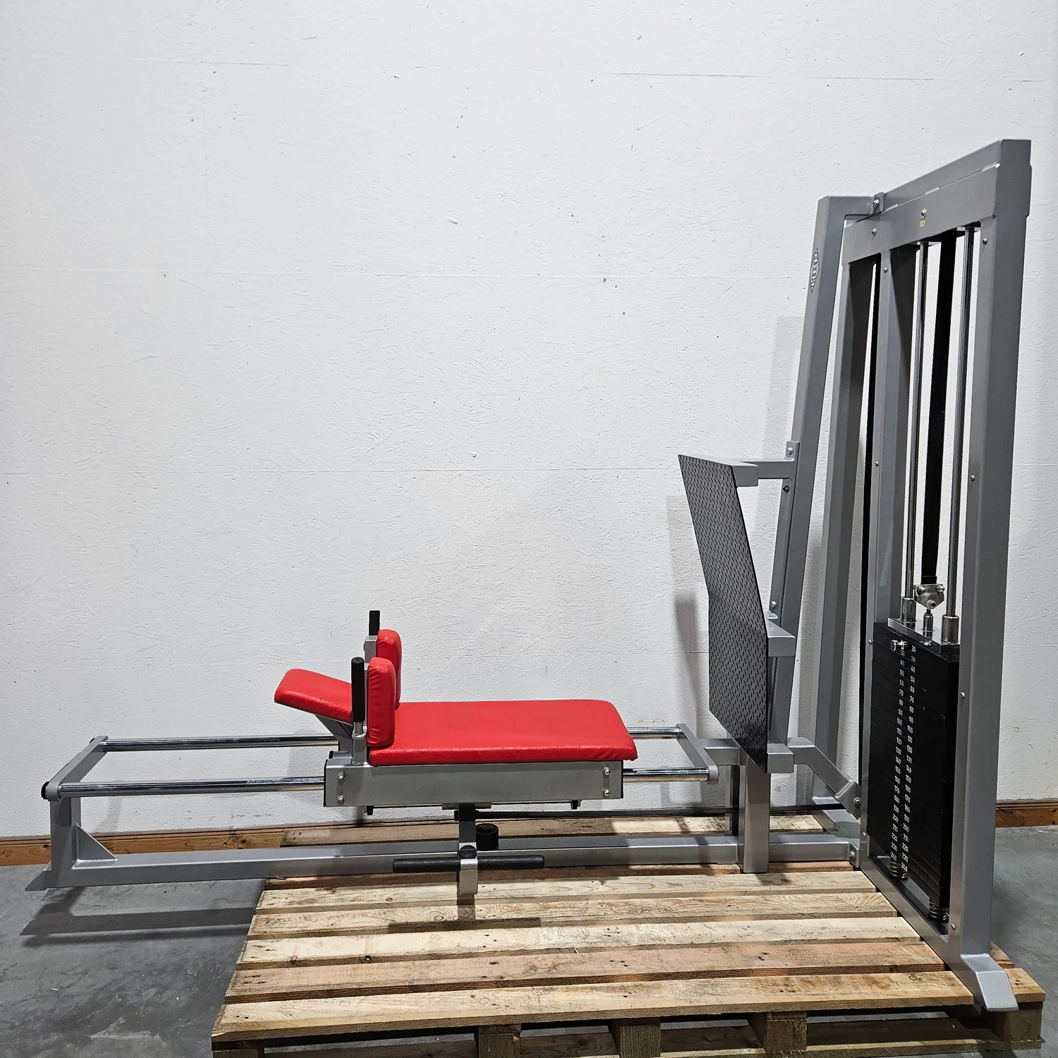 HBP Beinpresse liegend horizontal, Leg Press, großer 240kg Gewichtsblock, Bodybuilding Kraftgerät - Rahmenfarbe Silber, gebraucht - geprüfter Zustand - Image 3