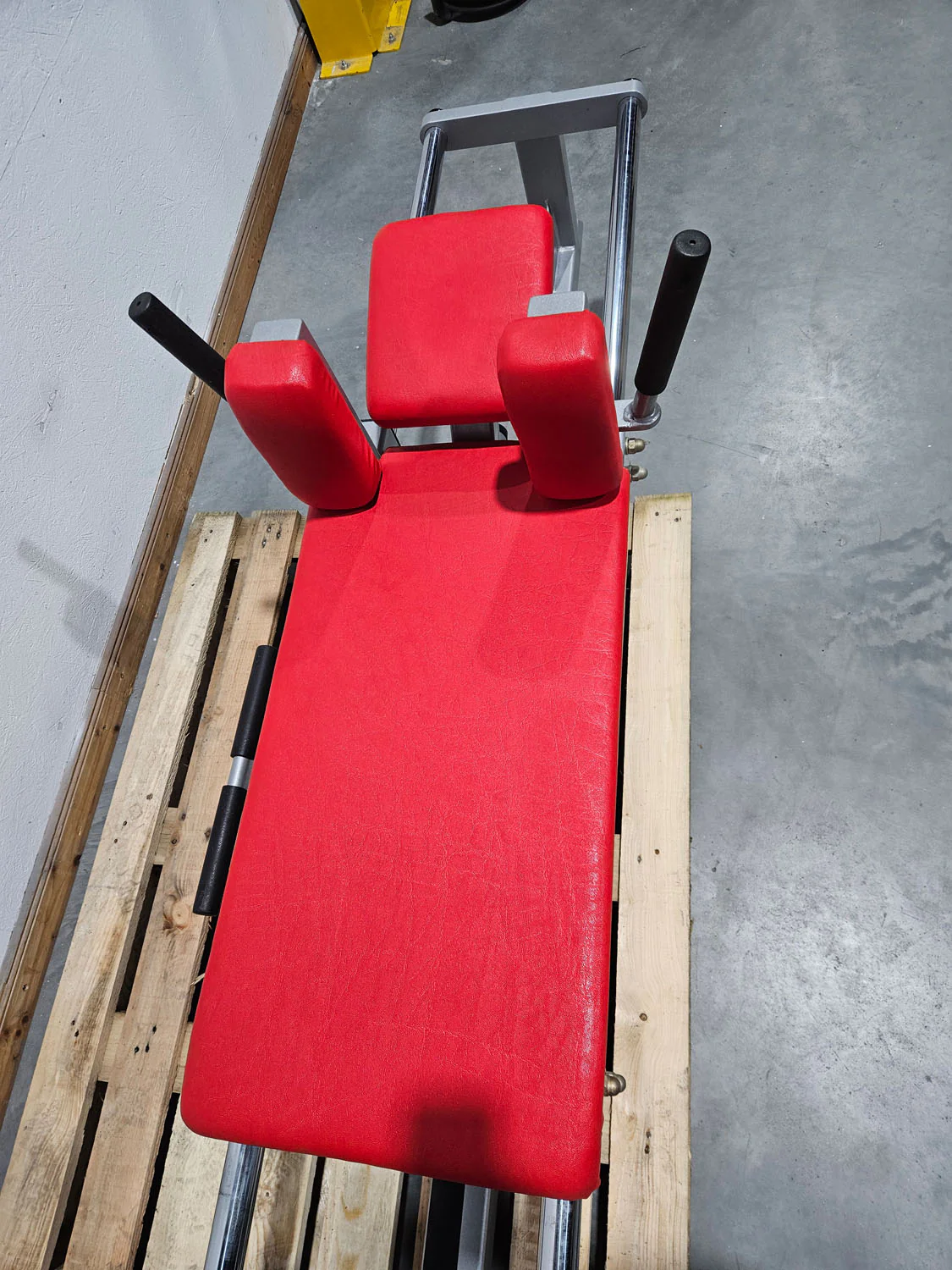 HBP Beinpresse liegend horizontal, Leg Press, großer 240kg Gewichtsblock, Bodybuilding Kraftgerät - Rahmenfarbe Silber, gebraucht - geprüfter Zustand - Image 5