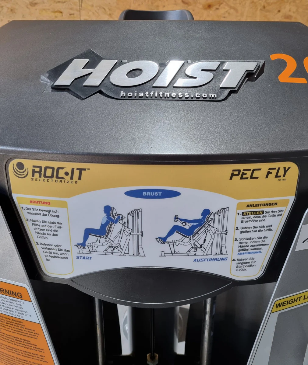 Hoist Roc-IT Pec Fly, RS1302, Butterfly, Roc IT Selectorized Serie mit Steckgewichten, Vorgänger vom RS-2302, Rahmenfarbe Silber, gebraucht - überholter Zustand - Image 3