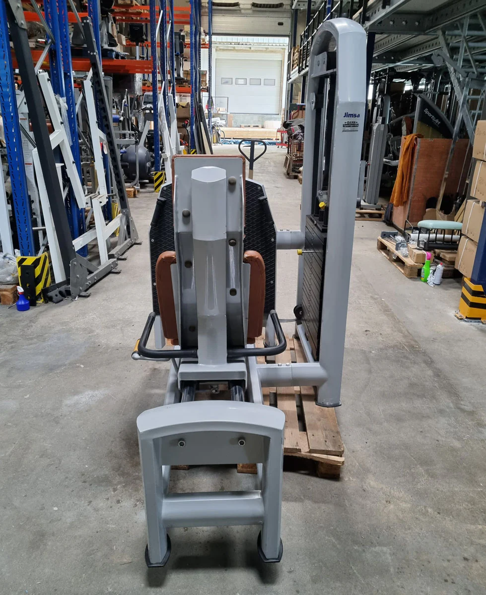 Jimsa Beinpresse sitzend, Leg Press, 220kg, Rahmenfarbe Silber, Polsterfarbe Braun, gebraucht - überholter Zustand - Image 4