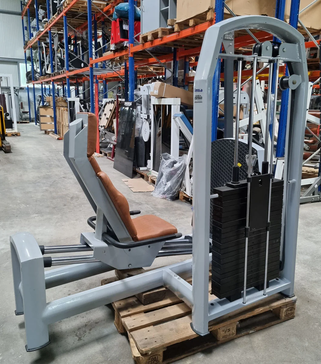Jimsa Beinpresse sitzend, Leg Press, 220kg, Rahmenfarbe Silber, Polsterfarbe Braun, gebraucht - überholter Zustand - Image 5