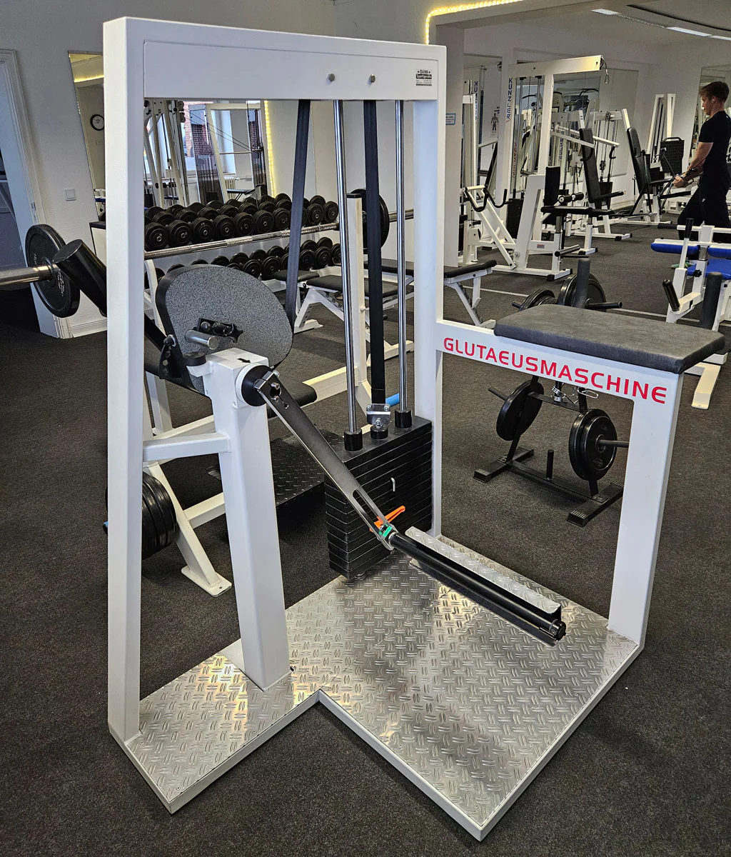 Joschko Pomaschine, Gluteusmaschine stehend, verstellbar, Glute, Rahmenfarbe Weiß, gebraucht - geprüfter Zustand mit kleinen Gebrauchsspuren - Image 4
