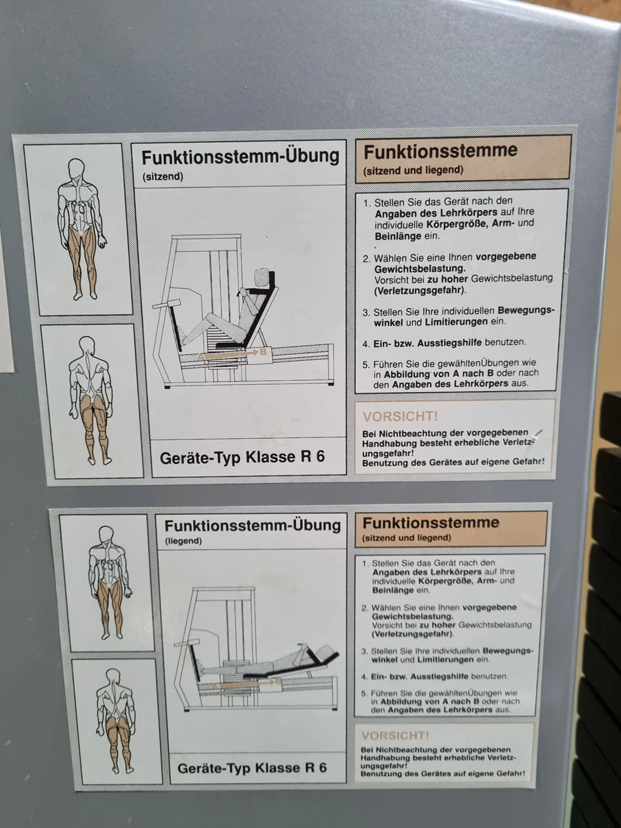 Kaphingst Funktionsstemme, verstellbare Beinpresse, mit Kippkreisel, MPG, Rahmenfarbe Weiß, Polsterfarbe Blau, gebraucht - überholter Zustand - Image 18